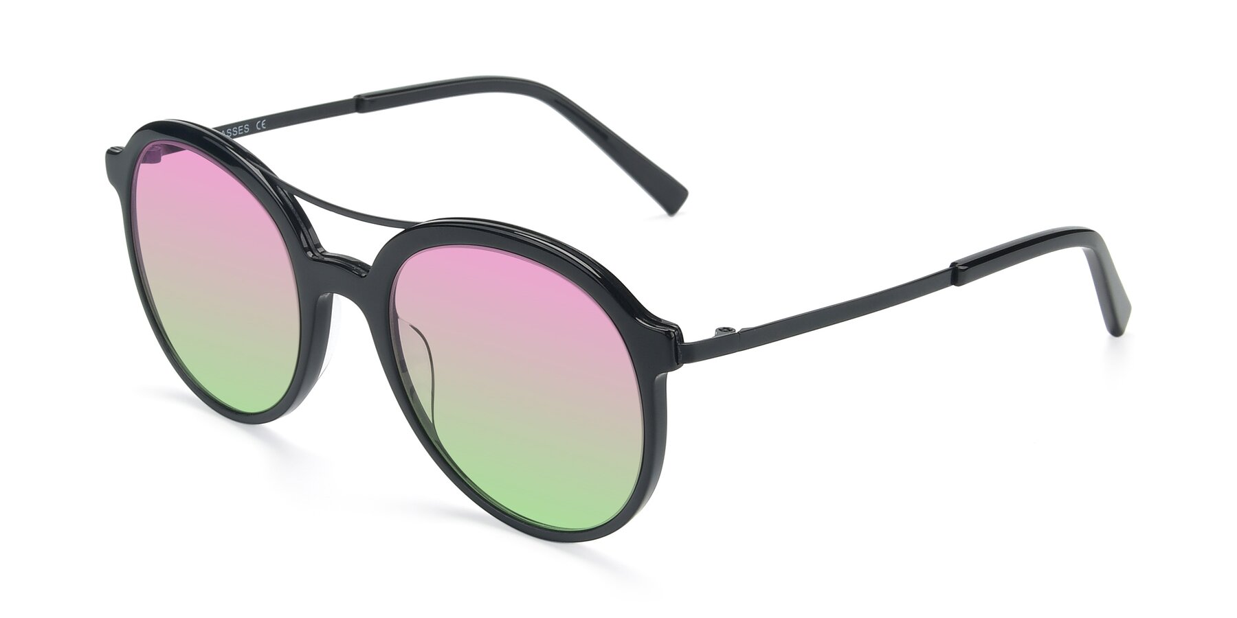 Angle of 17268 in Black with Pink / Green Gradient Lenses