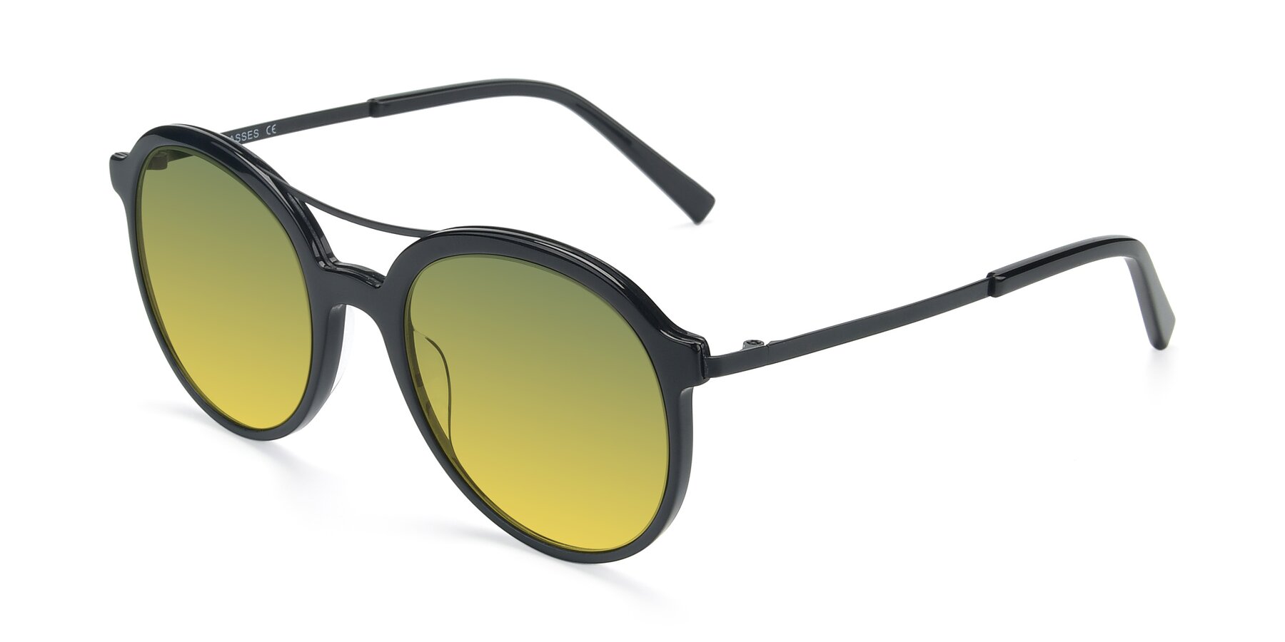 Angle of 17268 in Black with Green / Yellow Gradient Lenses
