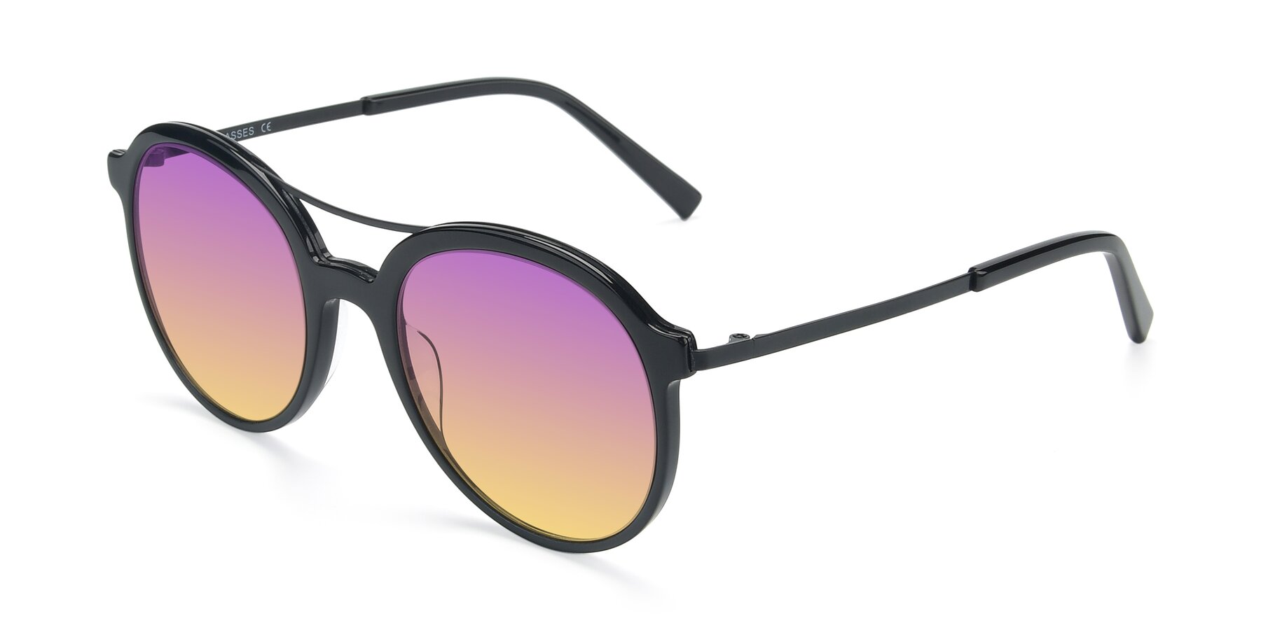 Angle of 17268 in Black with Purple / Yellow Gradient Lenses