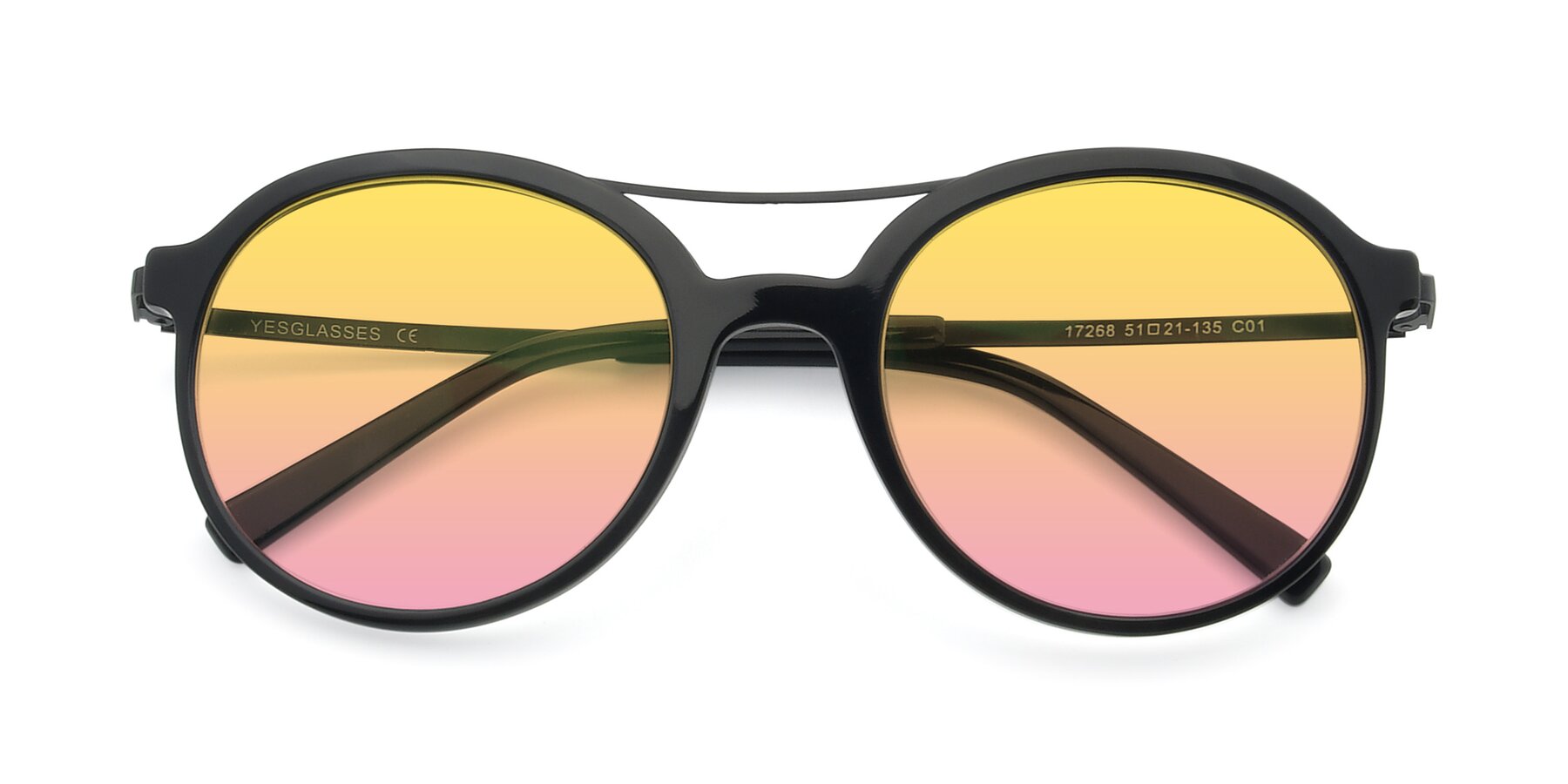 Folded Front of 17268 in Black with Yellow / Pink Gradient Lenses