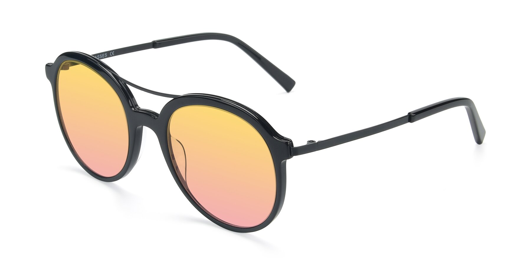 Angle of 17268 in Black with Yellow / Pink Gradient Lenses