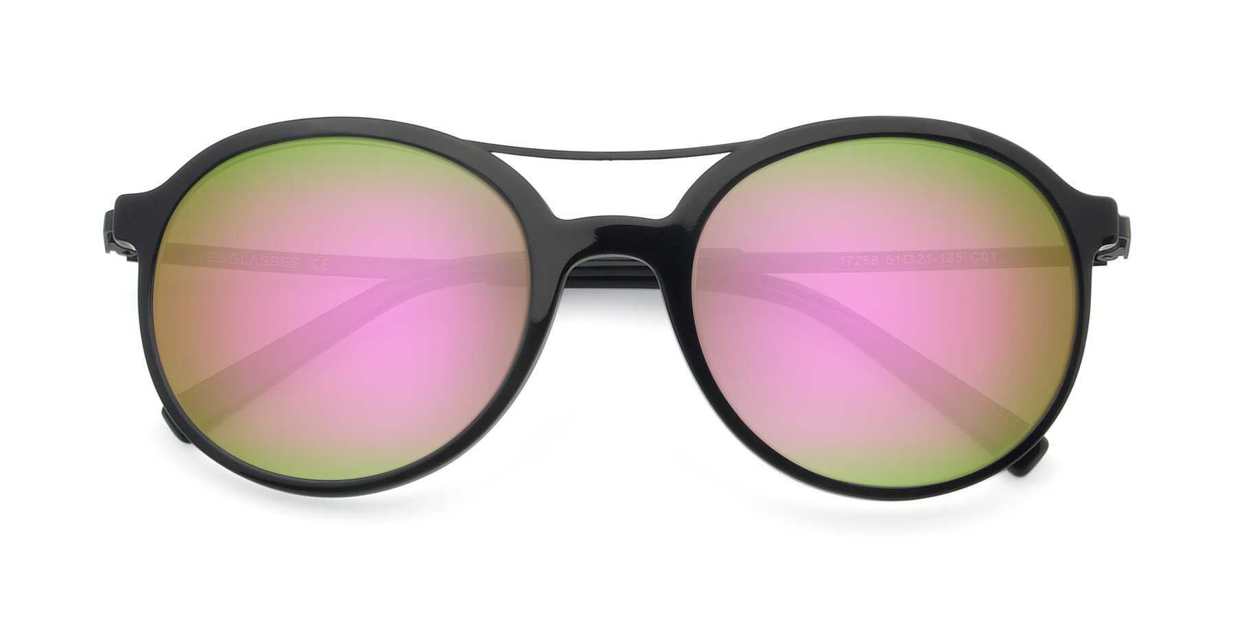 Folded Front of 17268 in Black with Pink Mirrored Lenses