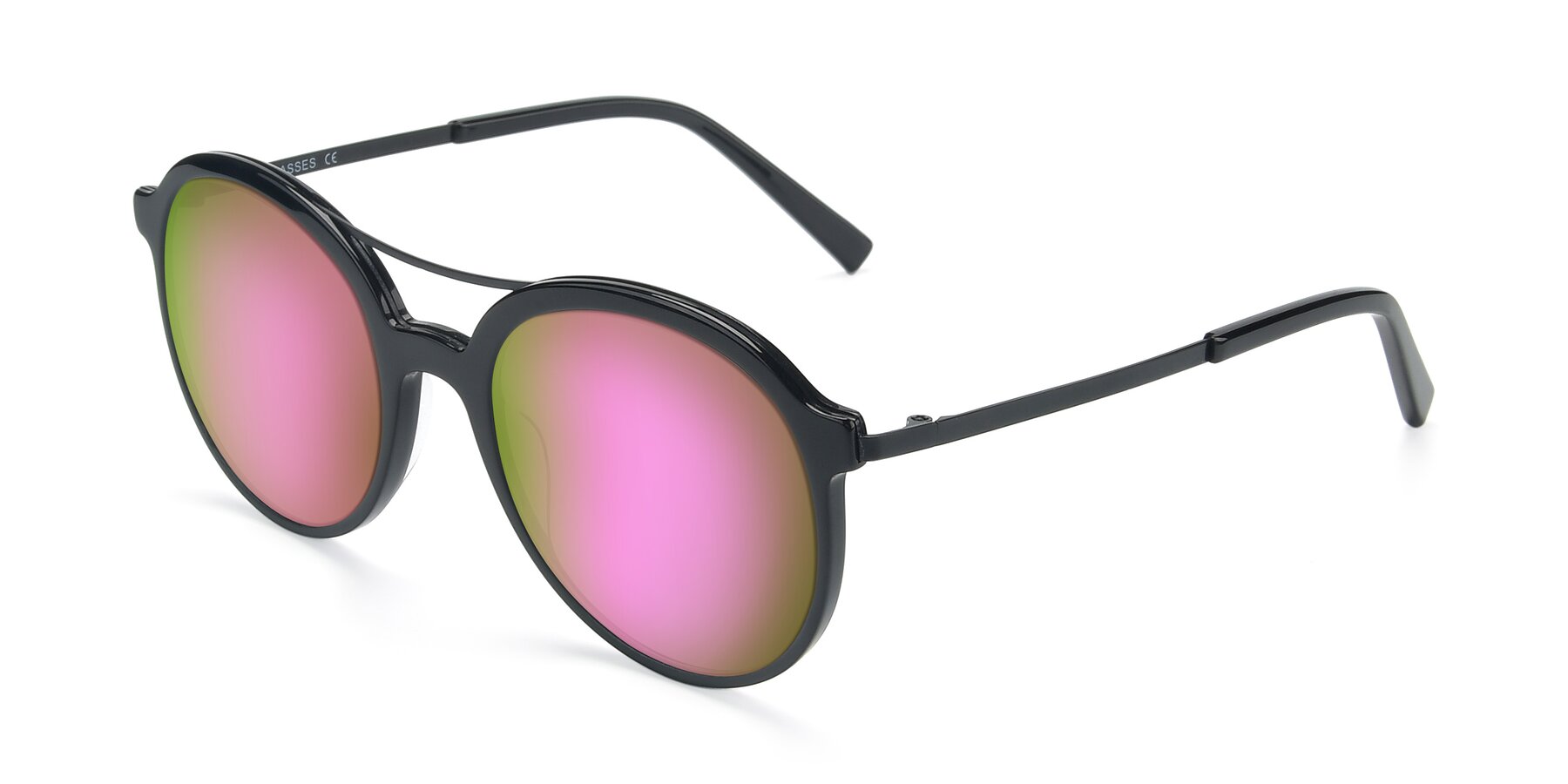 Angle of 17268 in Black with Pink Mirrored Lenses