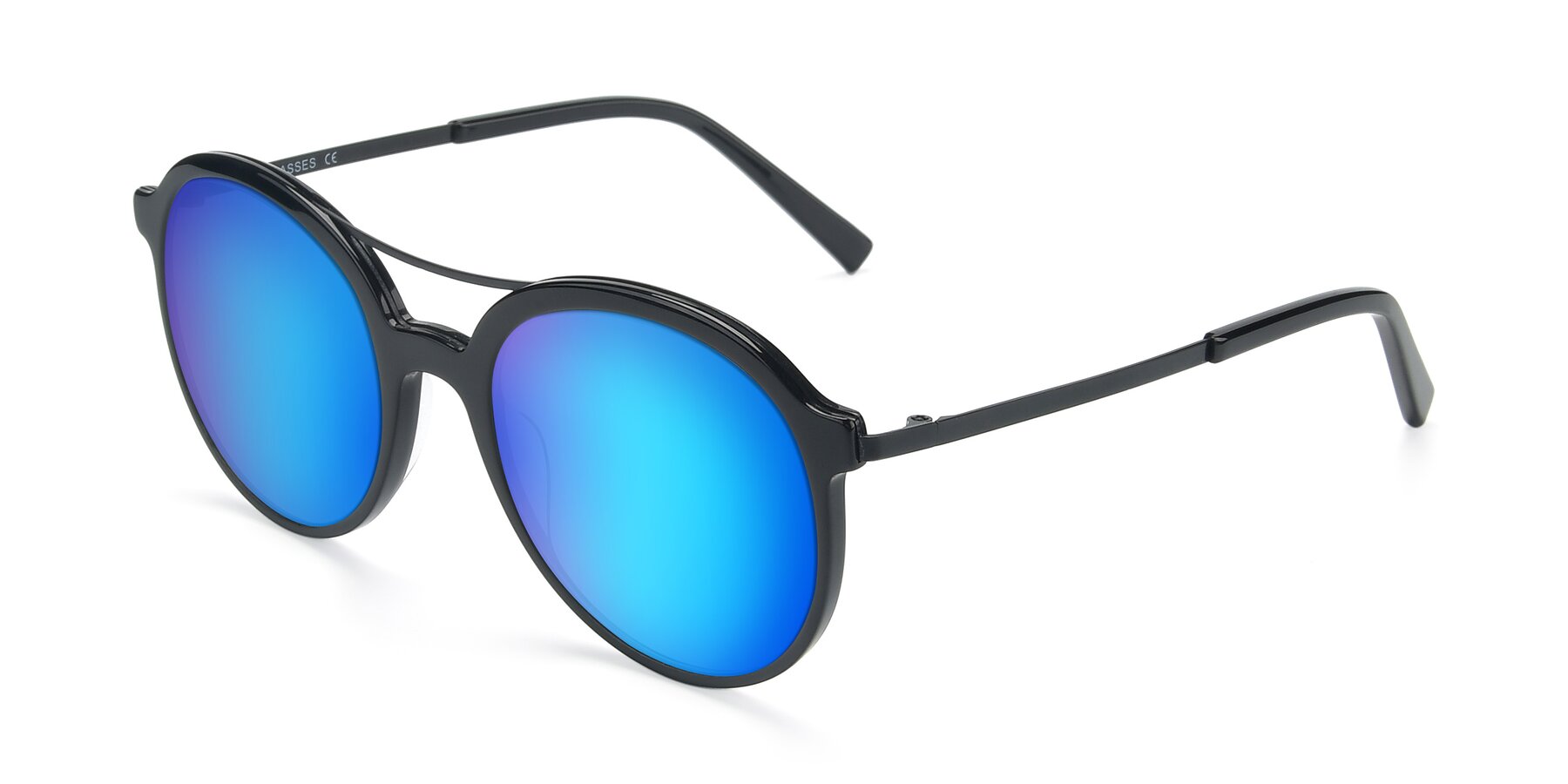 Angle of 17268 in Black with Blue Mirrored Lenses