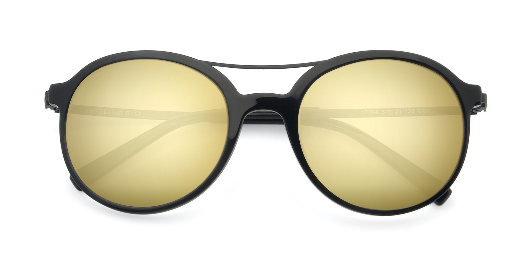 Folded Front of 17268 in Black with Gold Mirrored Lenses