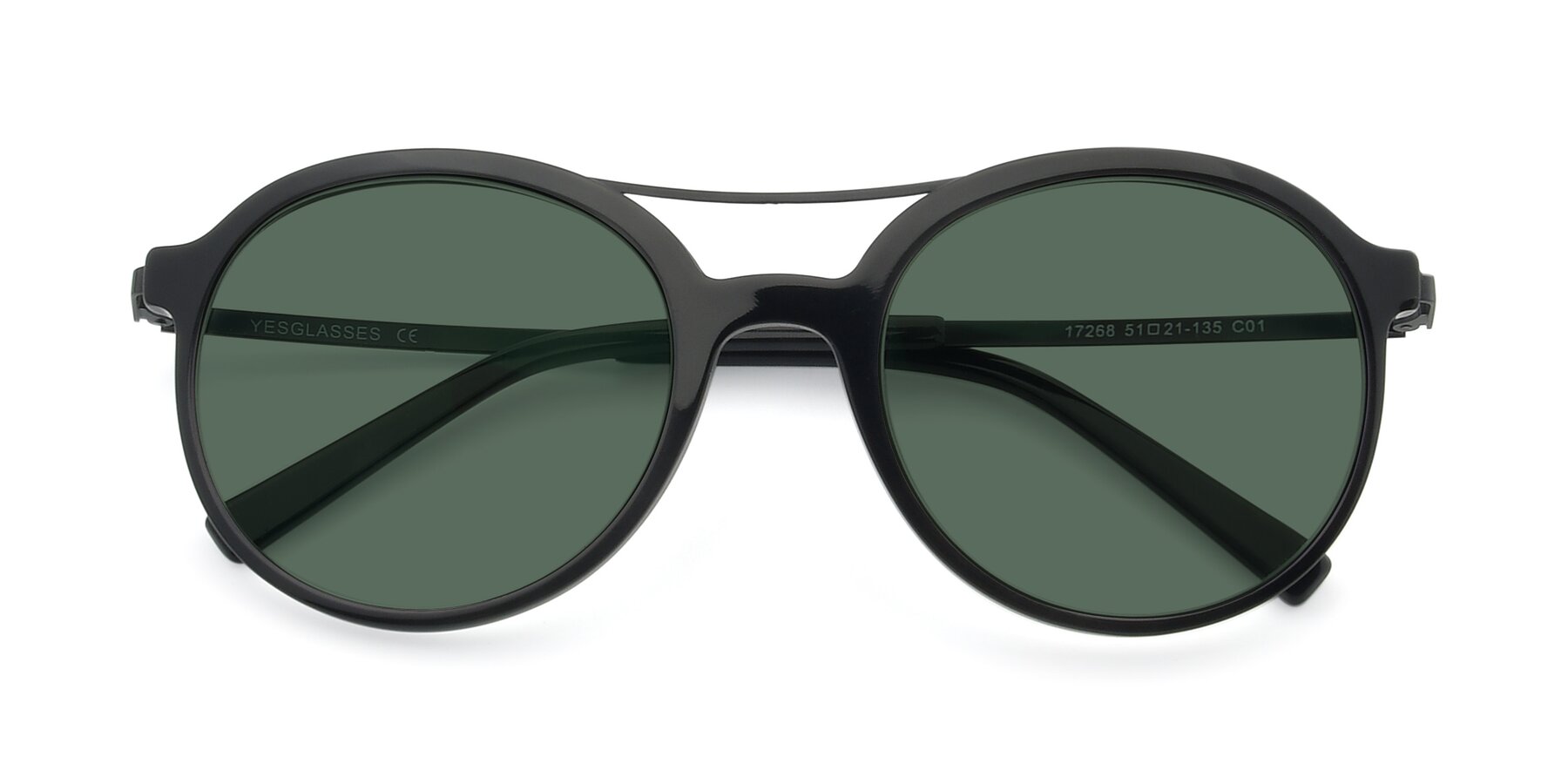 Folded Front of 17268 in Black with Green Polarized Lenses