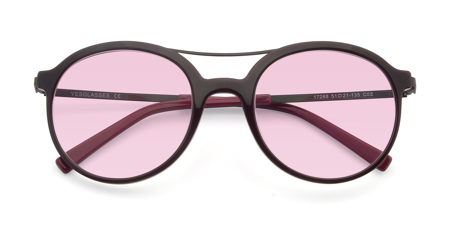 Folded Front of 17268 in Wine with Light Pink Tinted Lenses