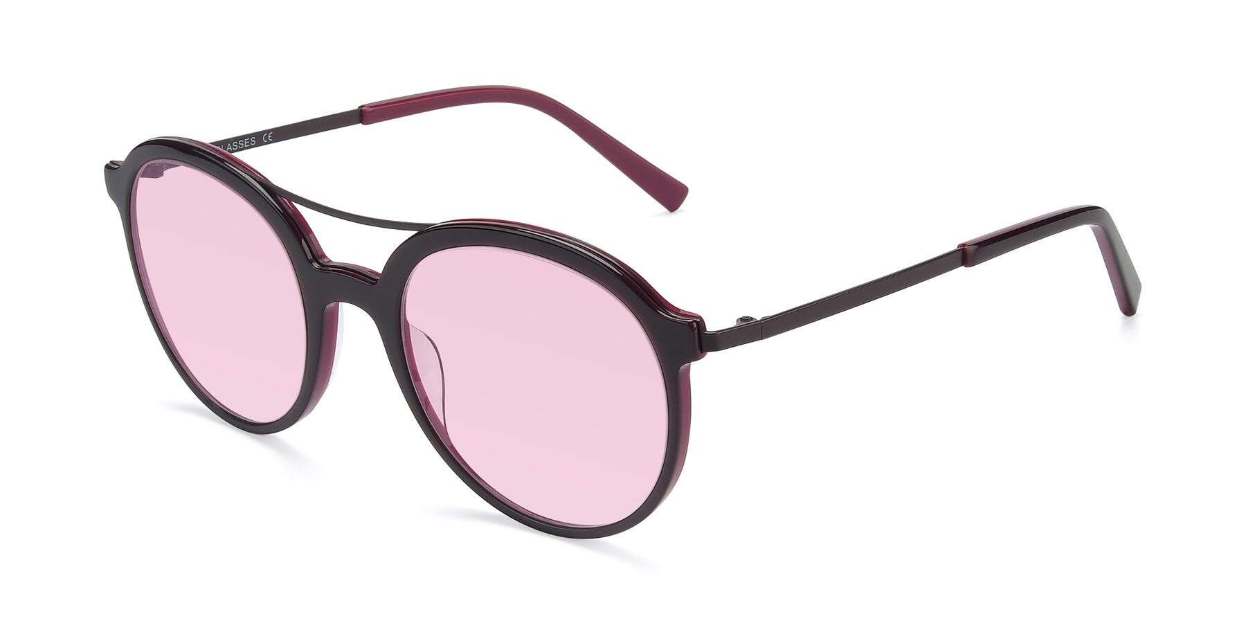 Angle of 17268 in Wine with Light Pink Tinted Lenses