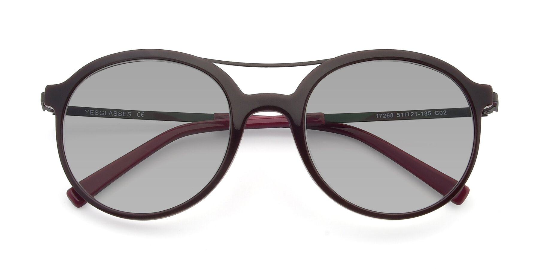 Folded Front of 17268 in Wine with Light Gray Tinted Lenses