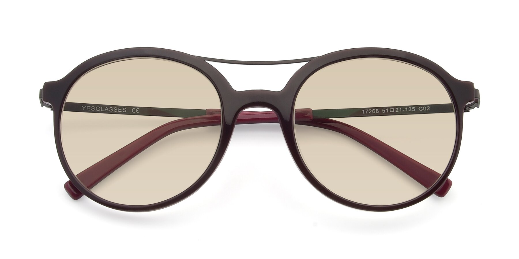 Folded Front of 17268 in Wine with Light Brown Tinted Lenses