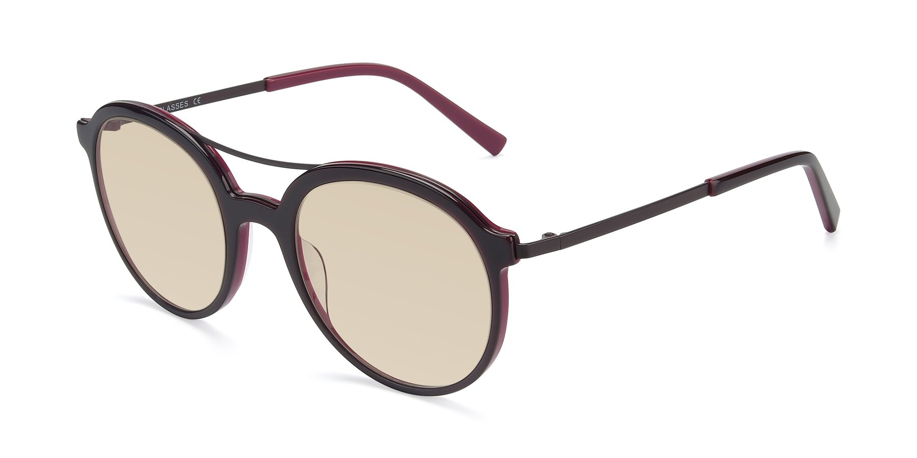 Angle of 17268 in Wine with Light Brown Tinted Lenses