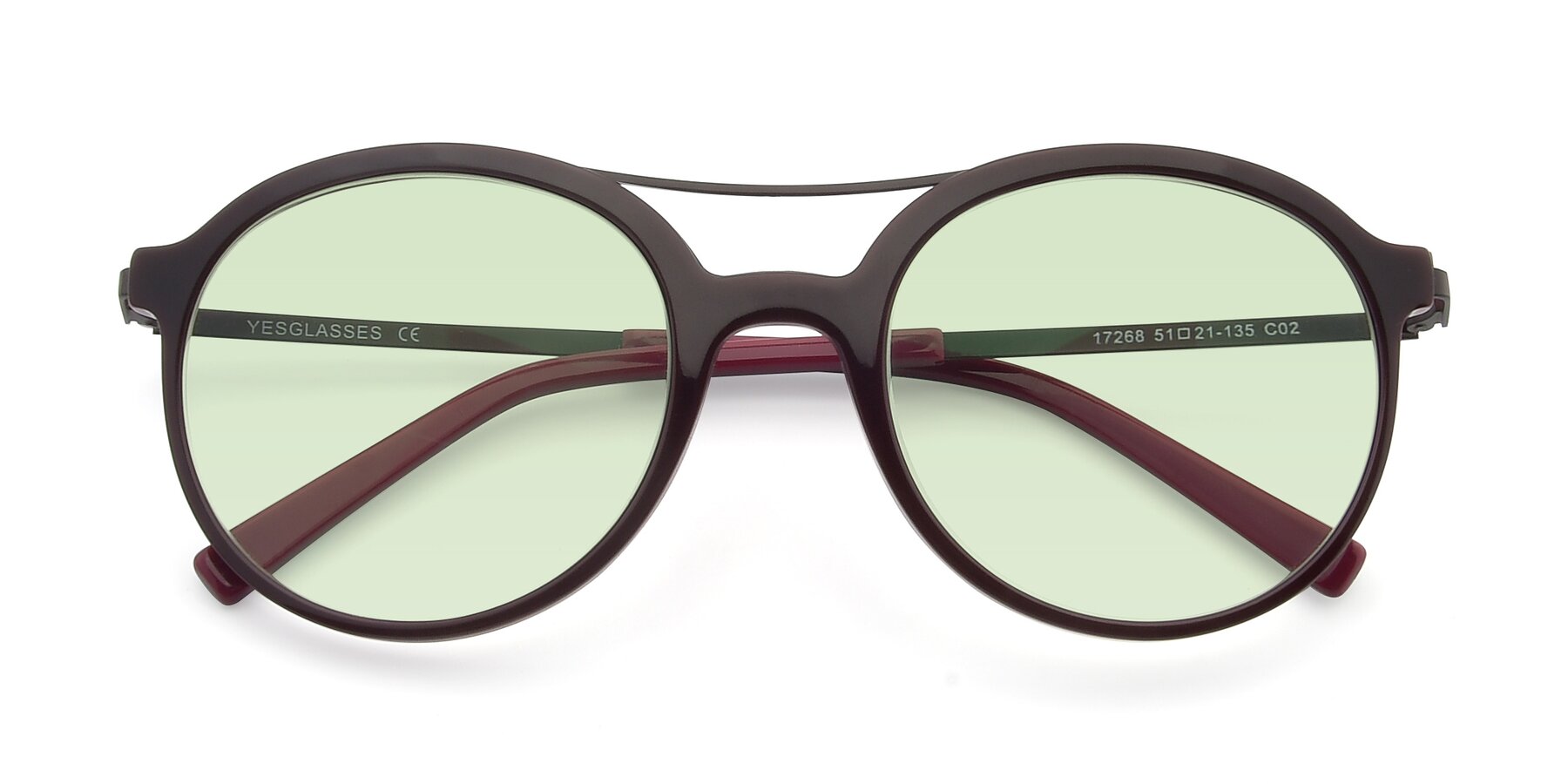 Folded Front of 17268 in Wine with Light Green Tinted Lenses