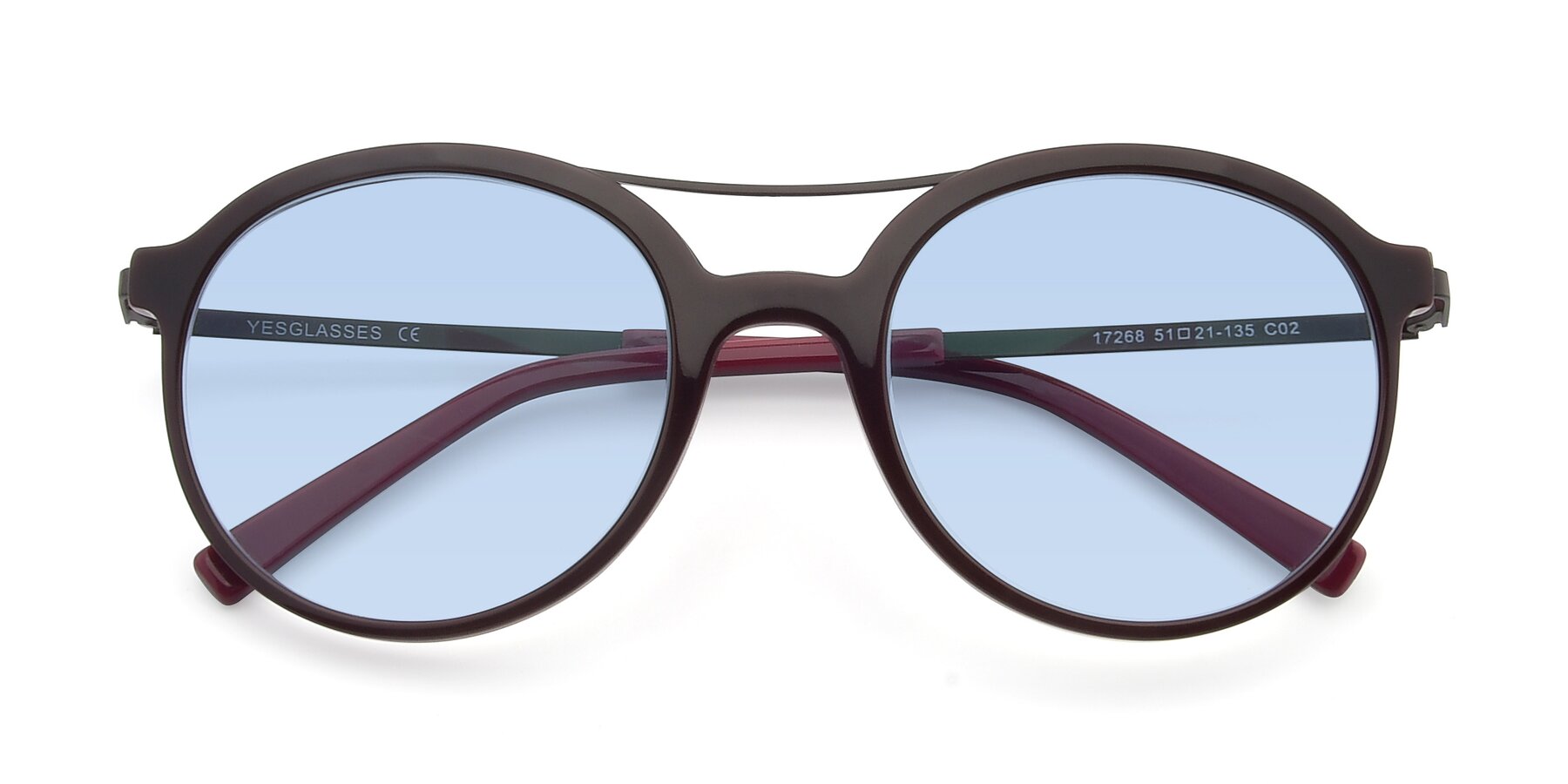 Folded Front of 17268 in Wine with Light Blue Tinted Lenses
