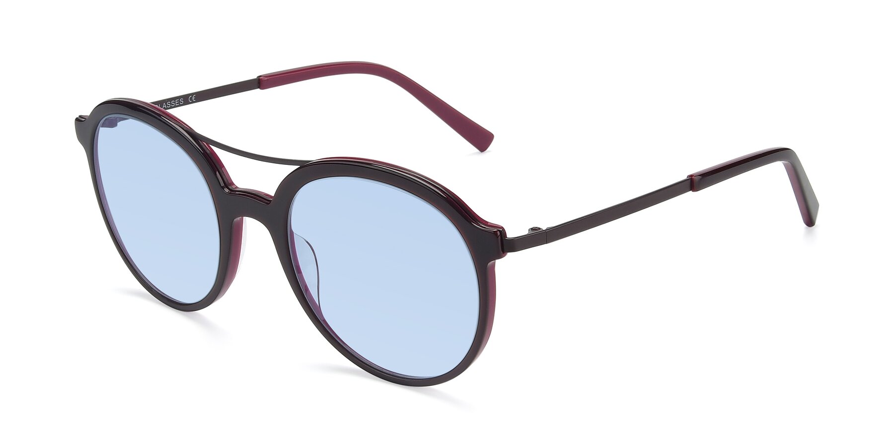 Angle of 17268 in Wine with Light Blue Tinted Lenses