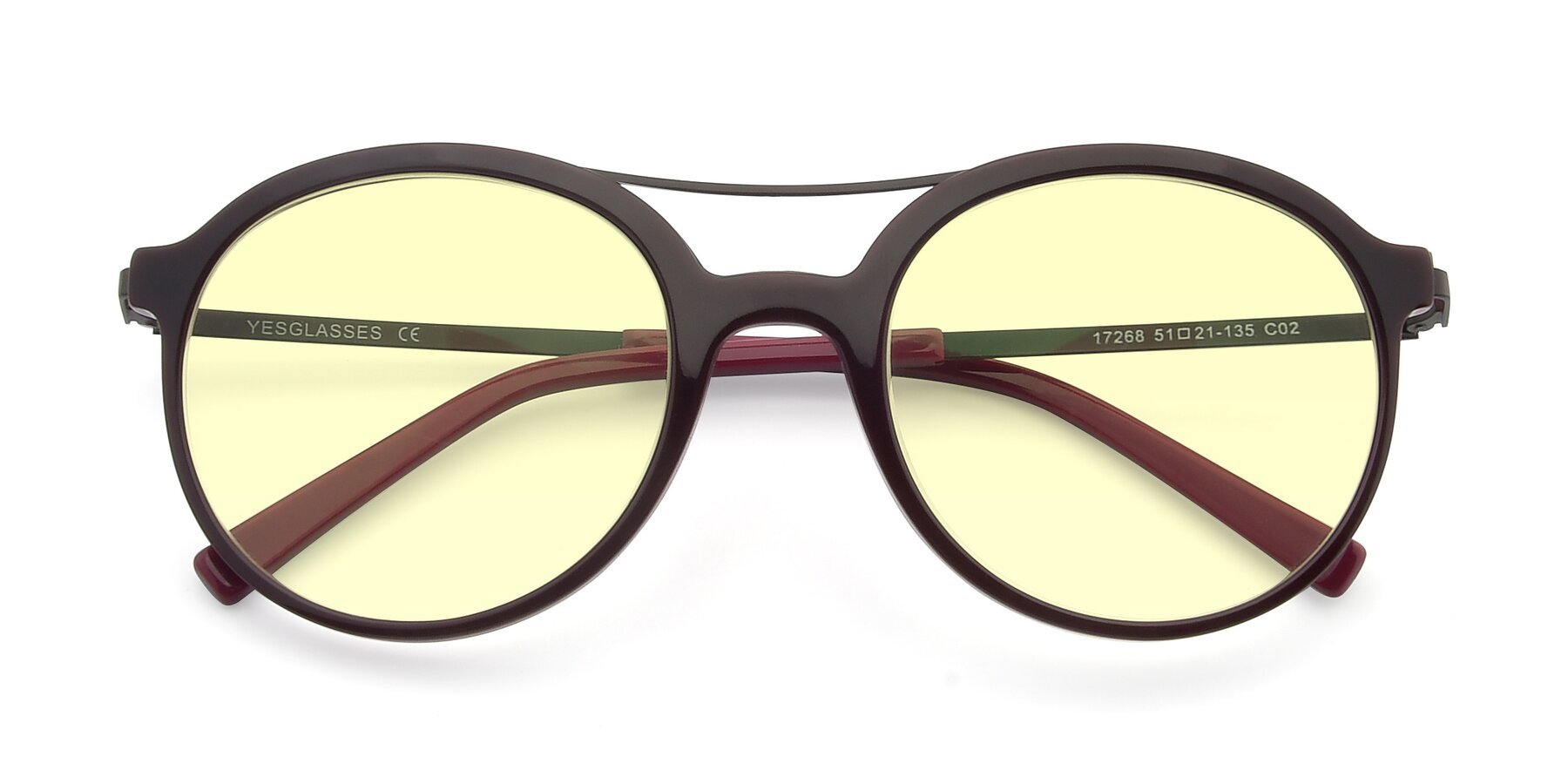 Folded Front of 17268 in Wine with Light Yellow Tinted Lenses