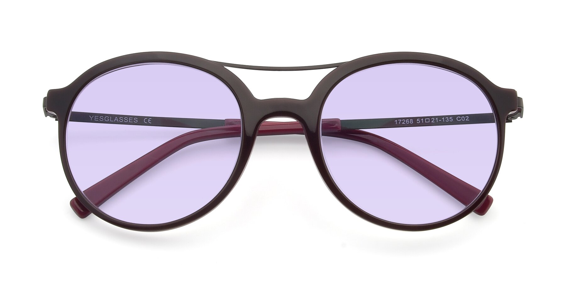 Folded Front of 17268 in Wine with Light Purple Tinted Lenses