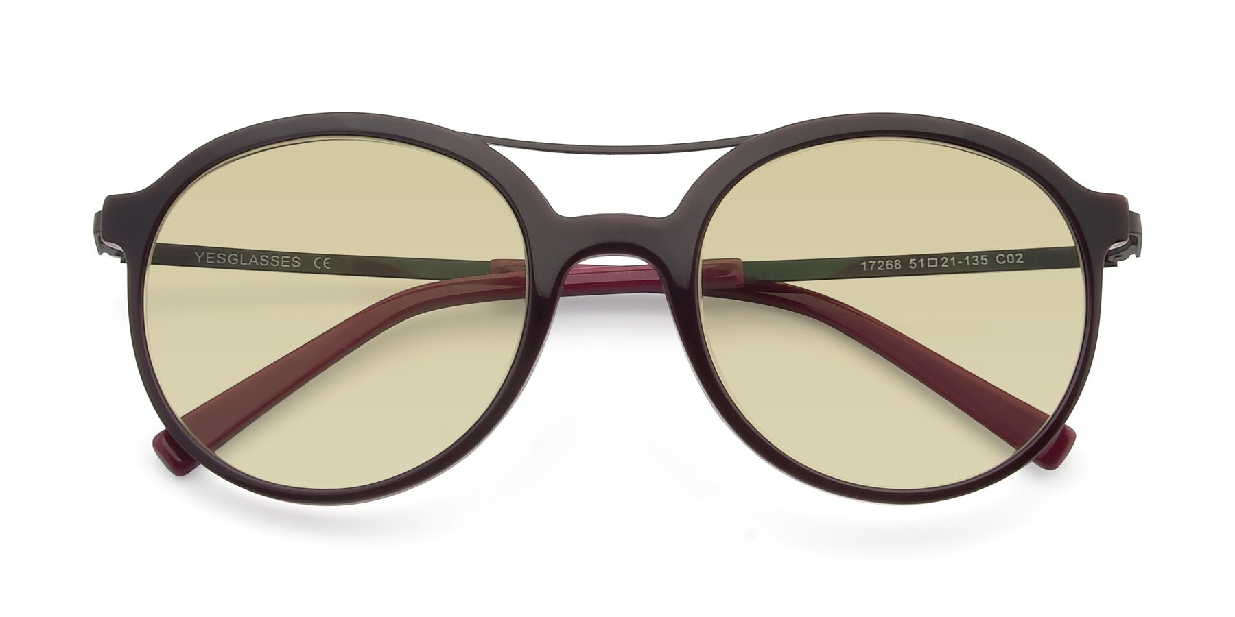 Folded Front of 17268 in Wine with Light Champagne Tinted Lenses
