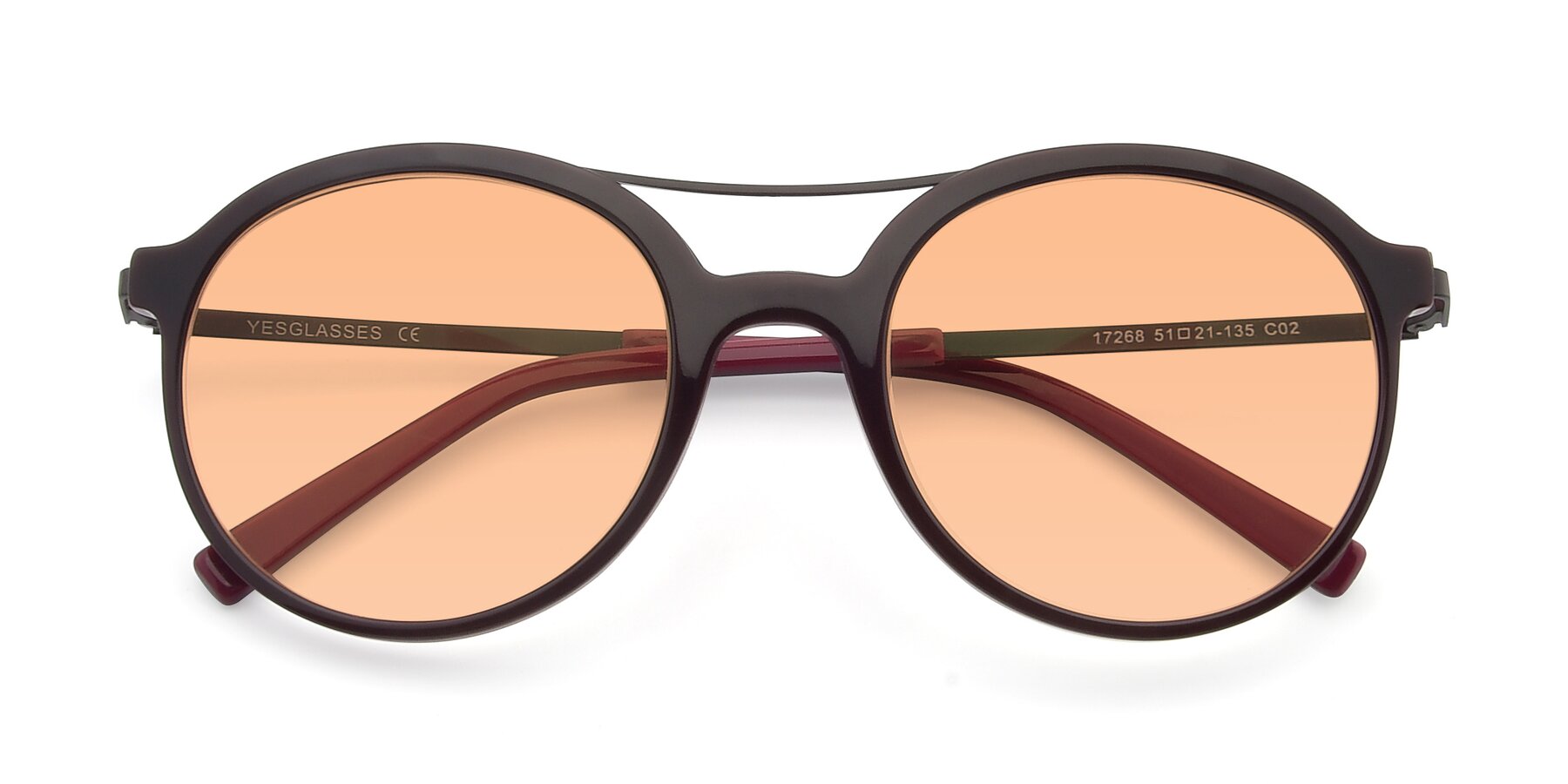 Folded Front of 17268 in Wine with Light Orange Tinted Lenses