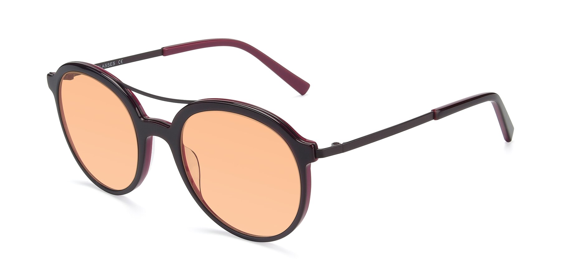 Angle of 17268 in Wine with Light Orange Tinted Lenses
