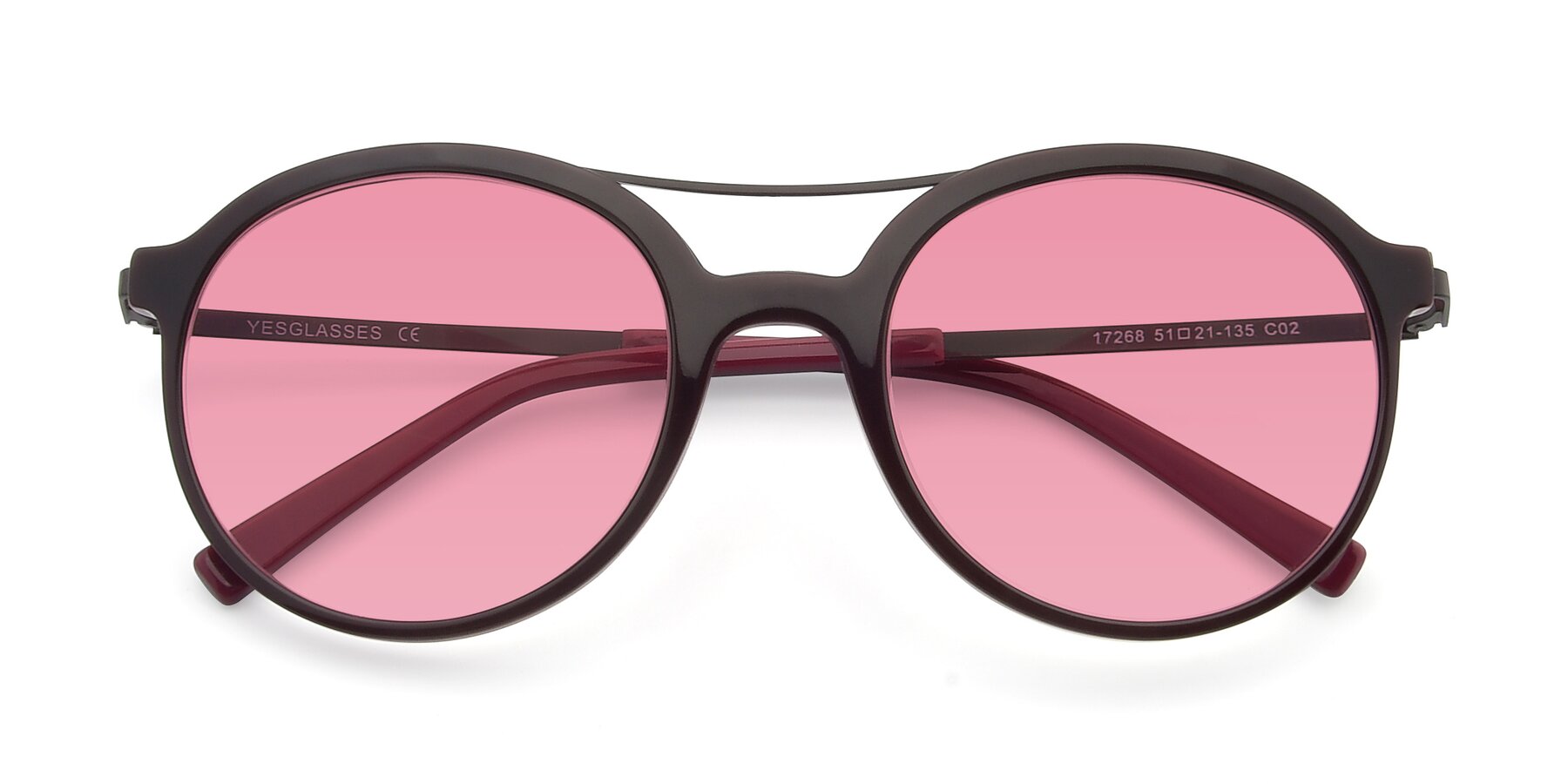 Folded Front of 17268 in Wine with Pink Tinted Lenses