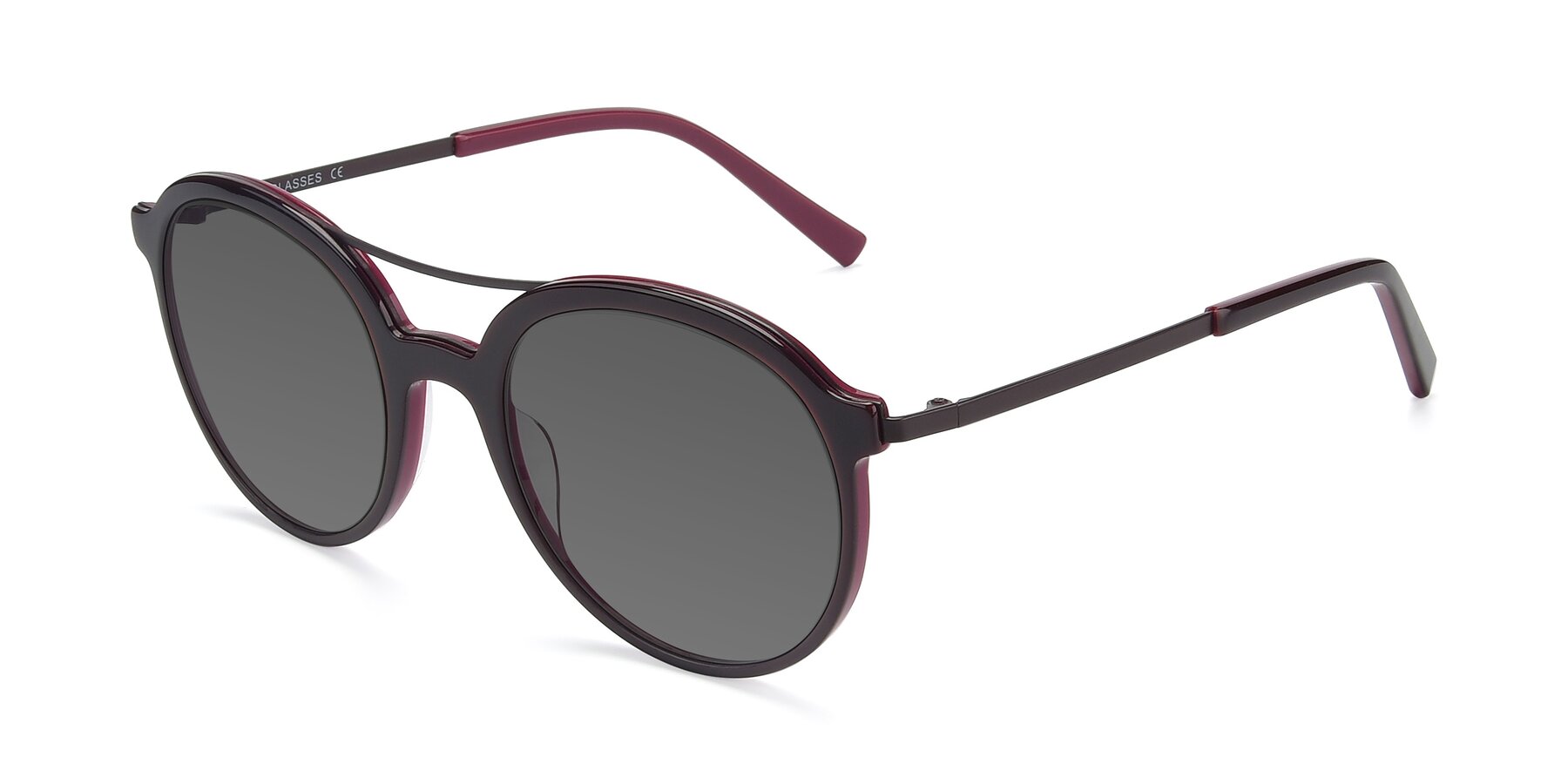 Angle of 17268 in Wine with Medium Gray Tinted Lenses