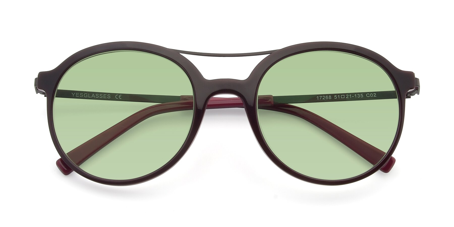 Folded Front of 17268 in Wine with Medium Green Tinted Lenses