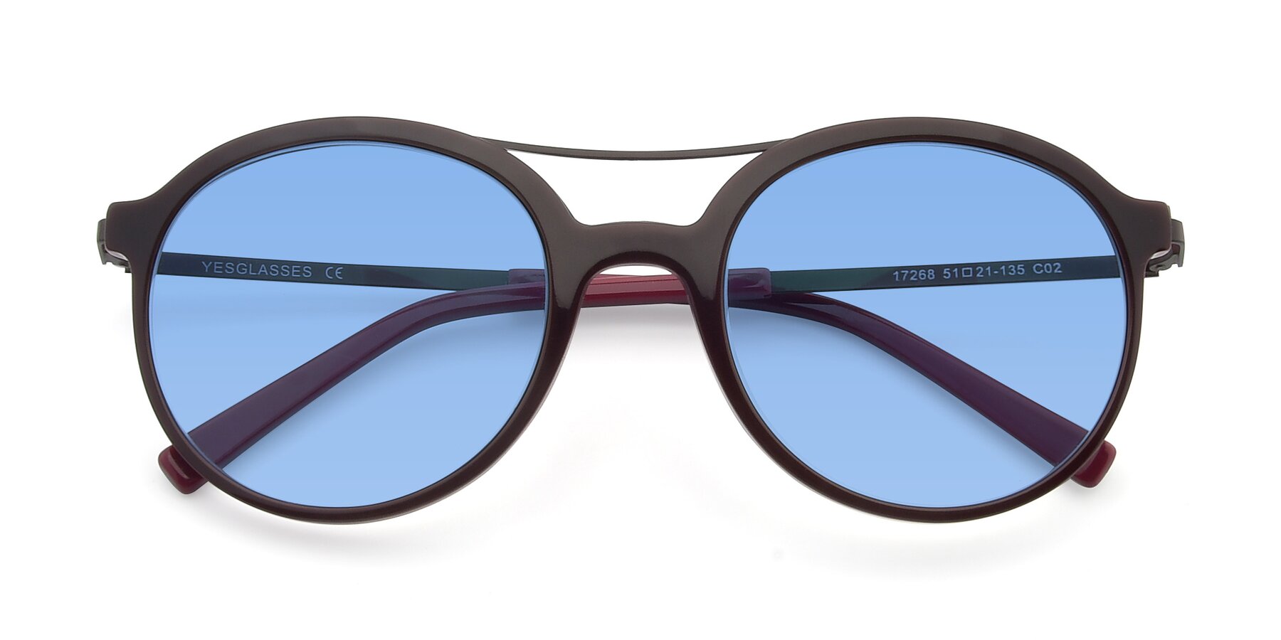 Folded Front of 17268 in Wine with Medium Blue Tinted Lenses