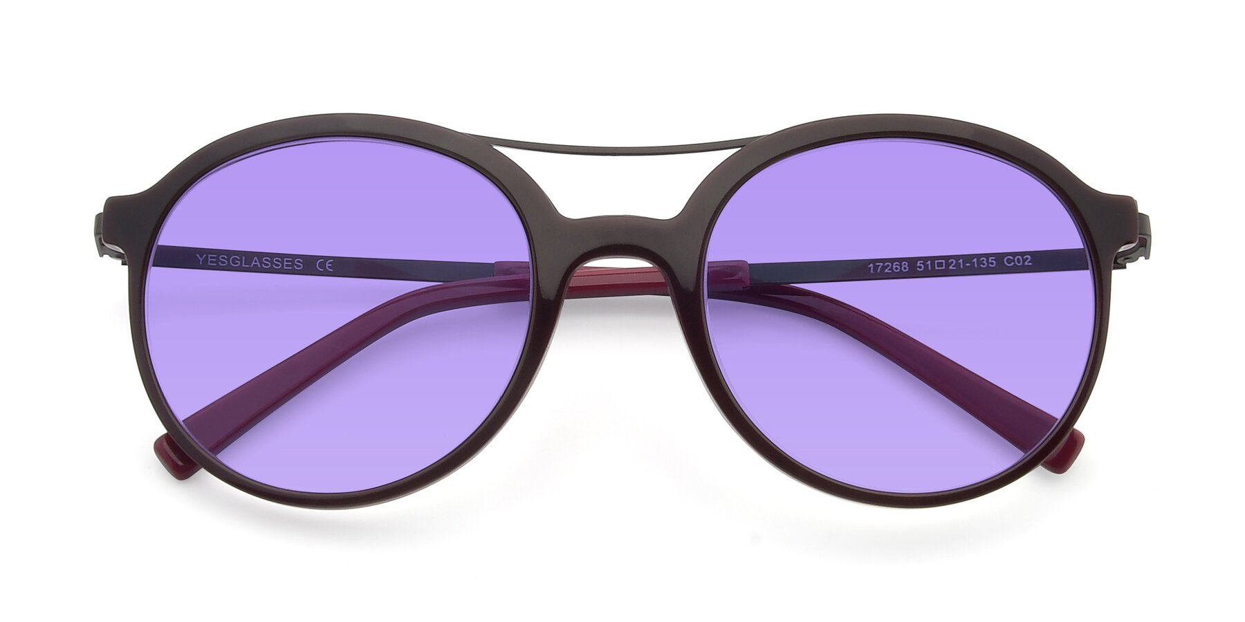 Folded Front of 17268 in Wine with Medium Purple Tinted Lenses
