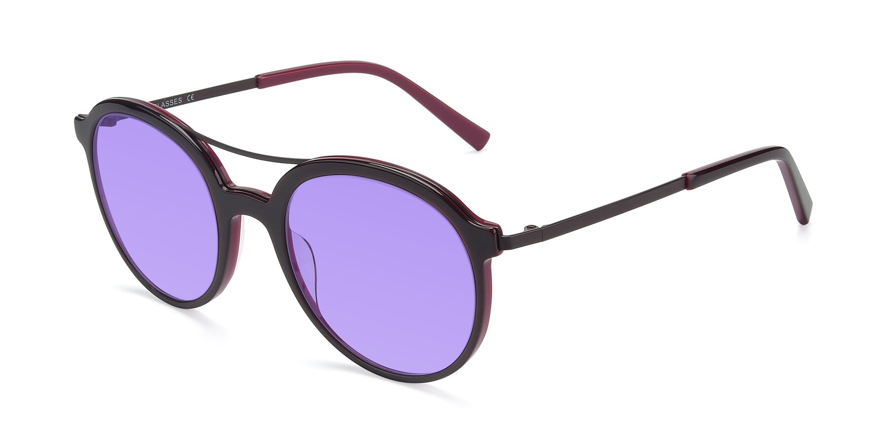 Angle of 17268 in Wine with Medium Purple Tinted Lenses