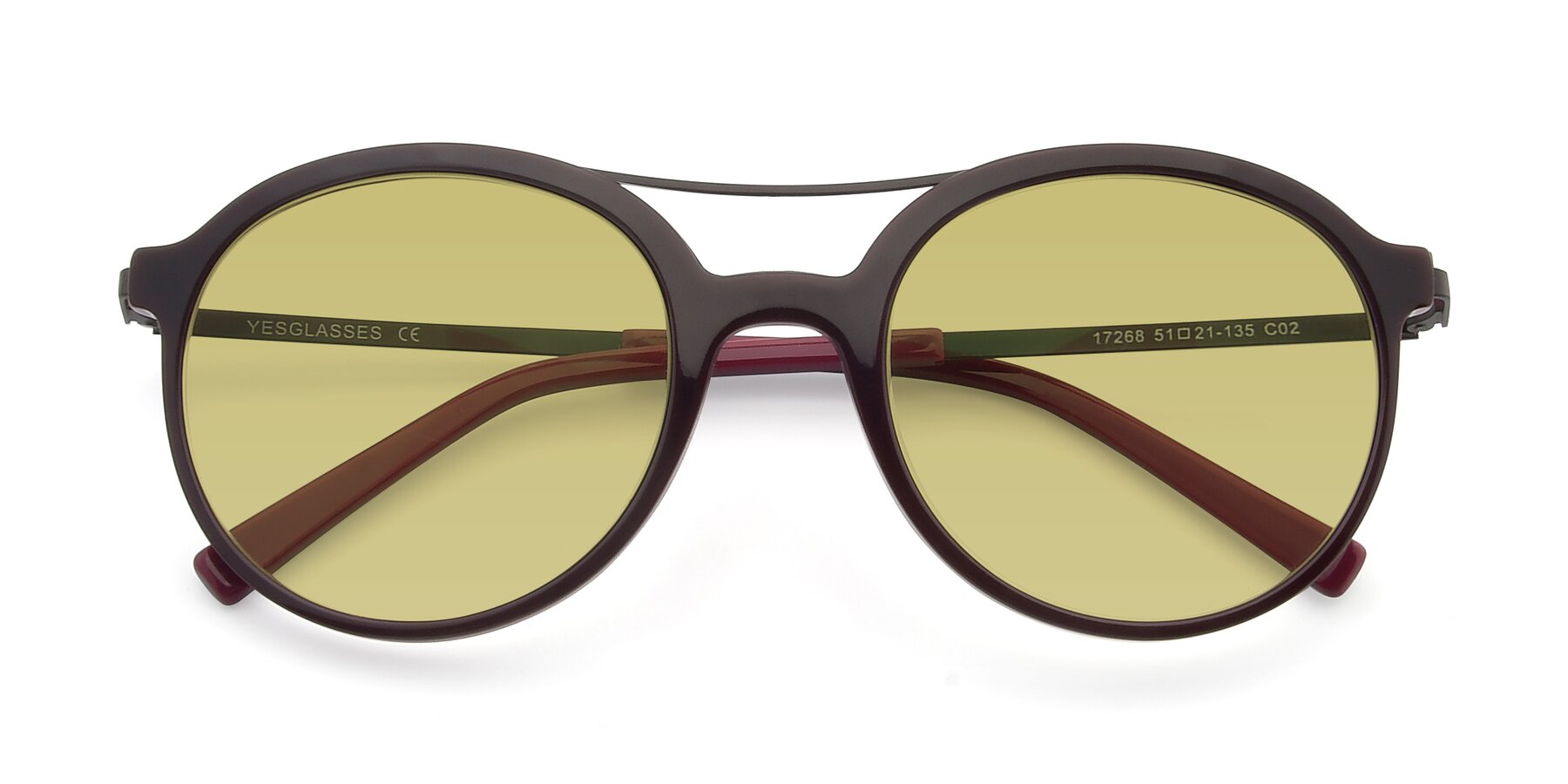 Folded Front of 17268 in Wine with Medium Champagne Tinted Lenses