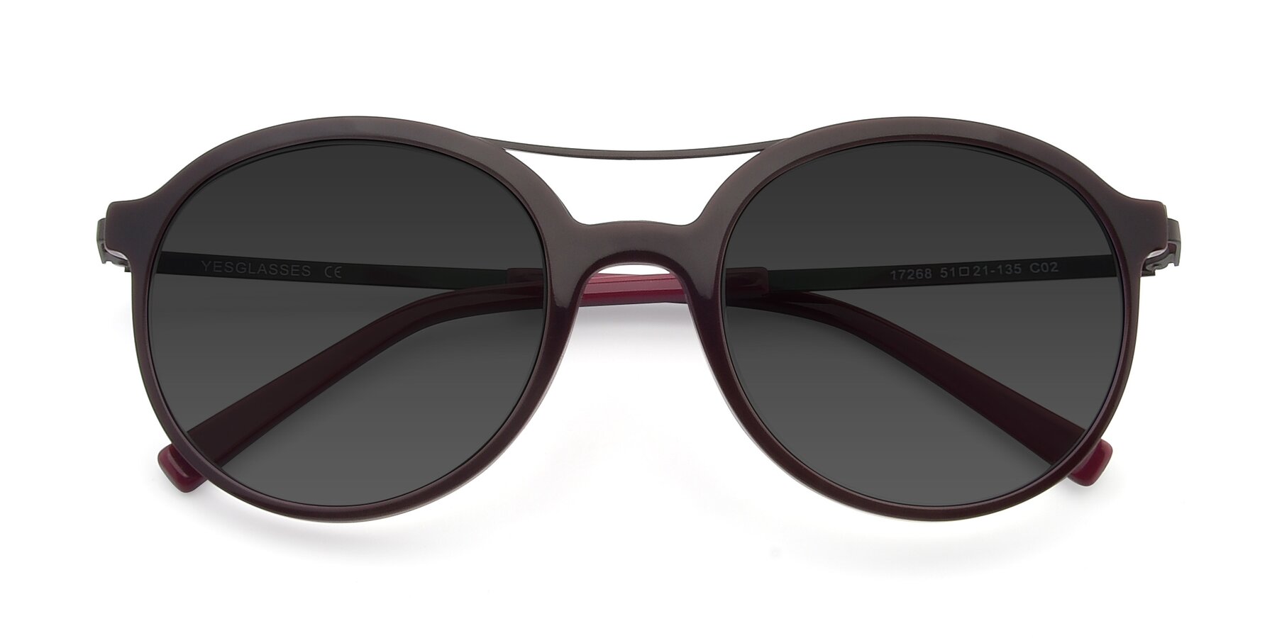 Folded Front of 17268 in Wine with Gray Tinted Lenses