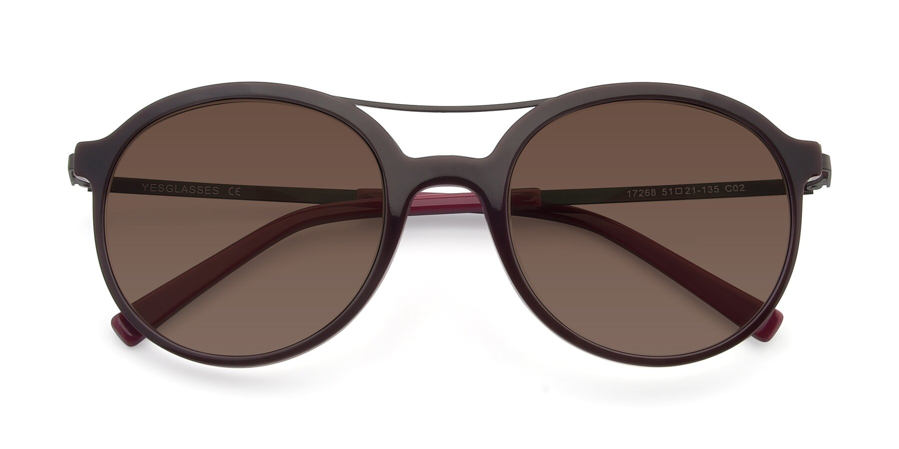 Folded Front of 17268 in Wine with Brown Tinted Lenses