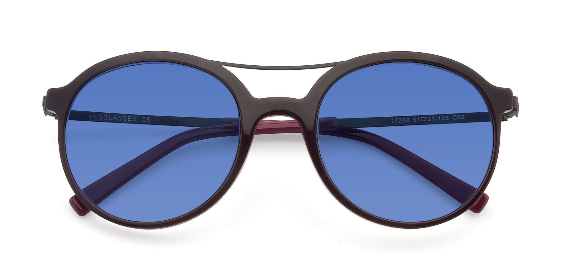 Folded Front of 17268 in Wine with Blue Tinted Lenses