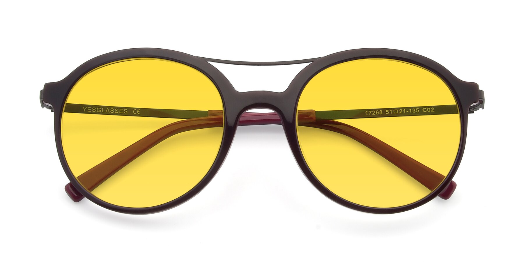 Folded Front of 17268 in Wine with Yellow Tinted Lenses