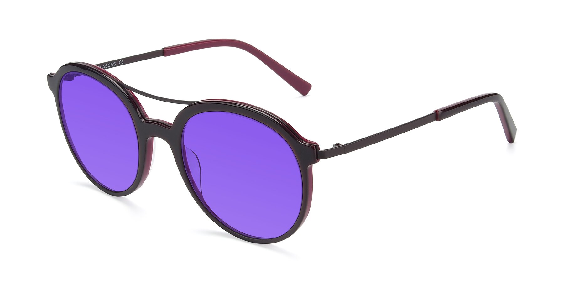 Angle of 17268 in Wine with Purple Tinted Lenses