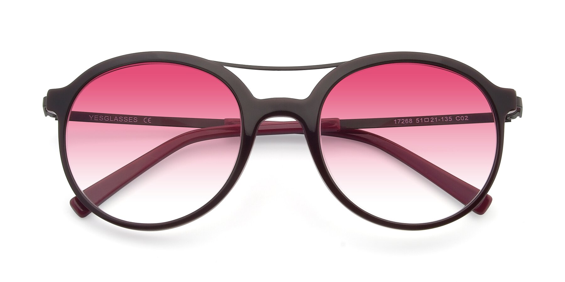 Folded Front of 17268 in Wine with Pink Gradient Lenses