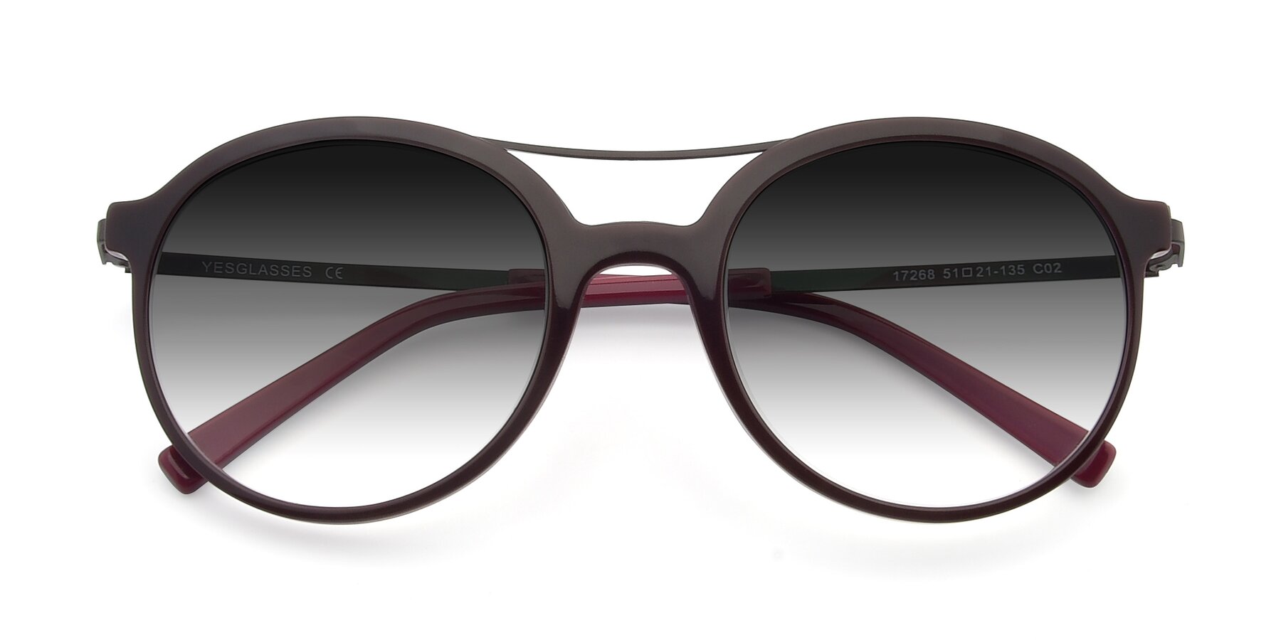 Folded Front of 17268 in Wine with Gray Gradient Lenses