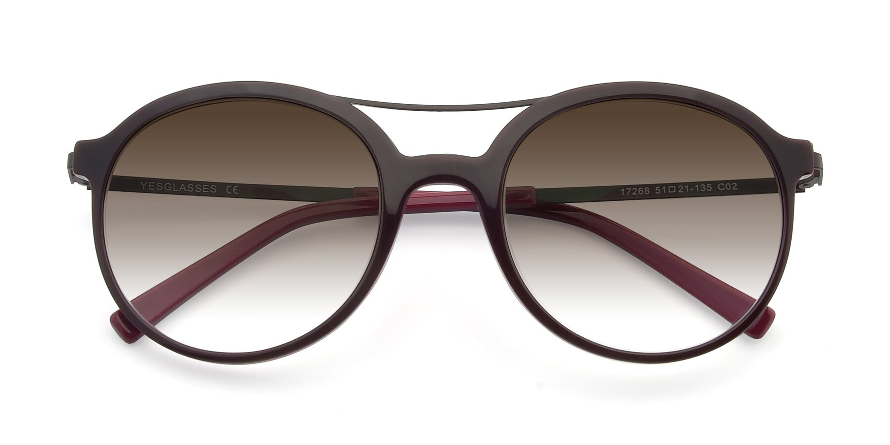 Folded Front of 17268 in Wine with Brown Gradient Lenses