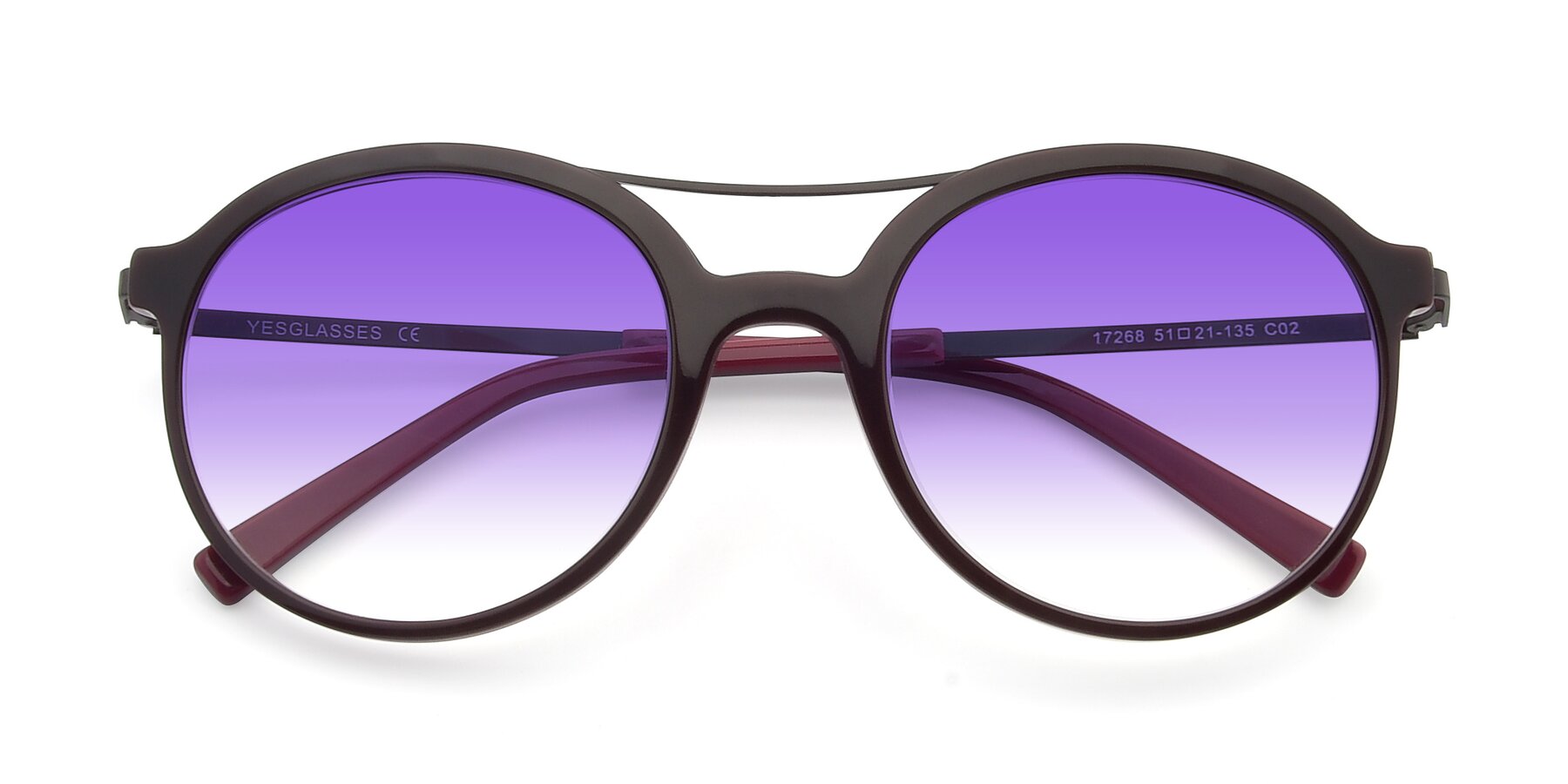Folded Front of 17268 in Wine with Purple Gradient Lenses