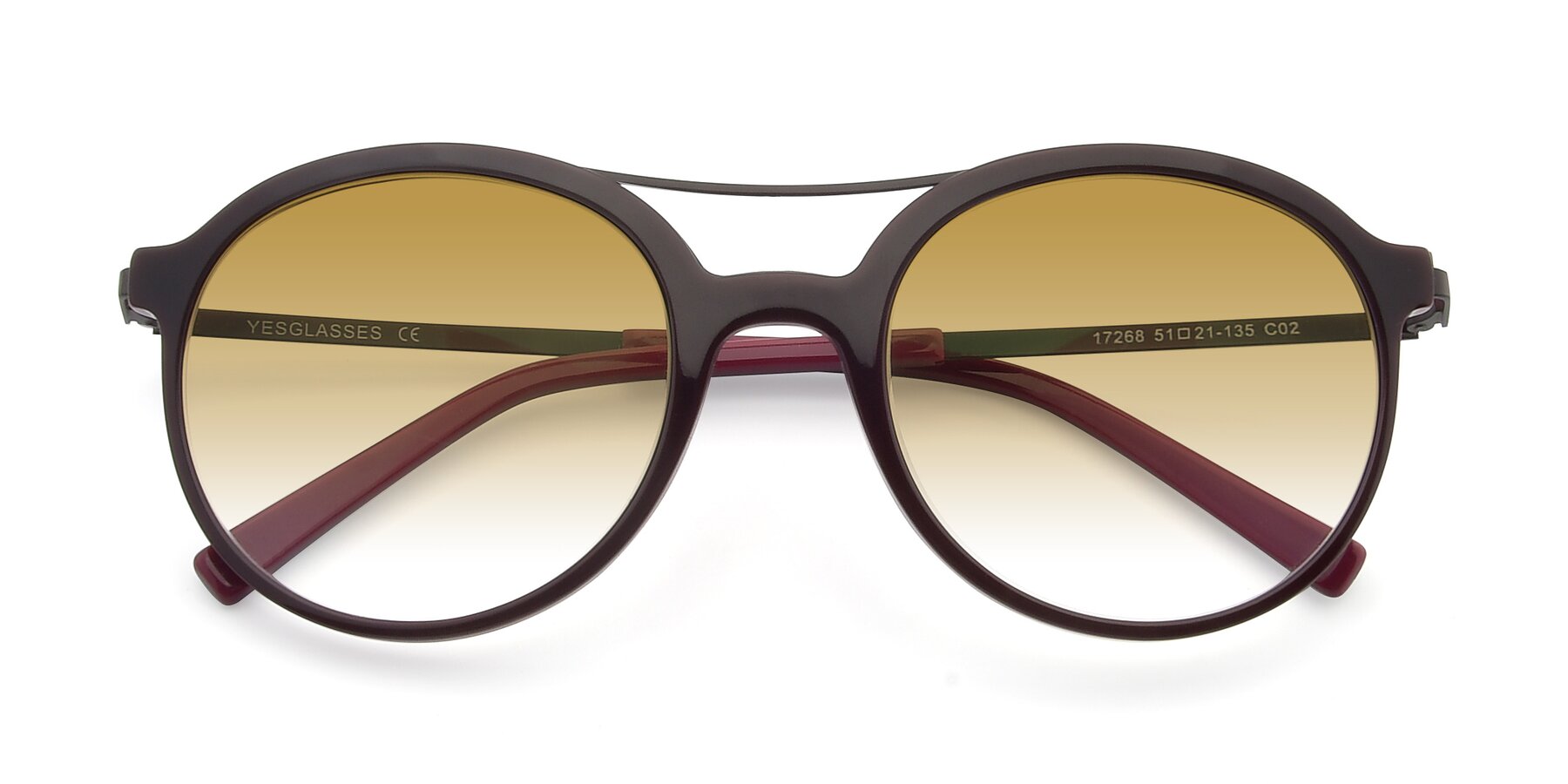 Folded Front of 17268 in Wine with Champagne Gradient Lenses