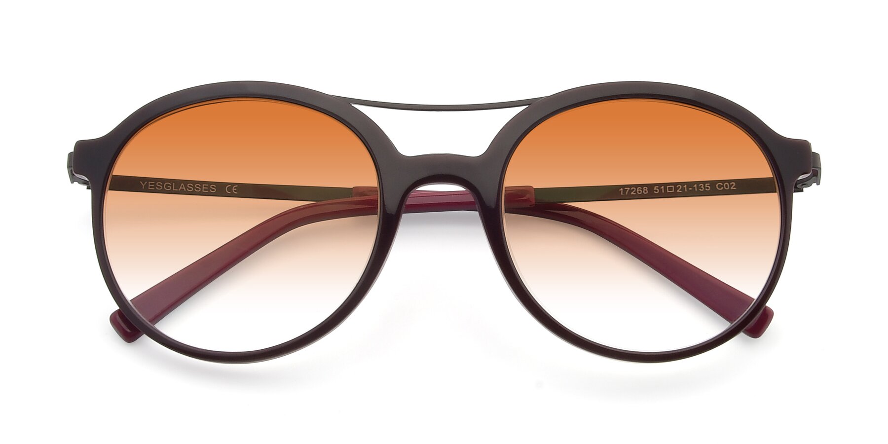 Folded Front of 17268 in Wine with Orange Gradient Lenses