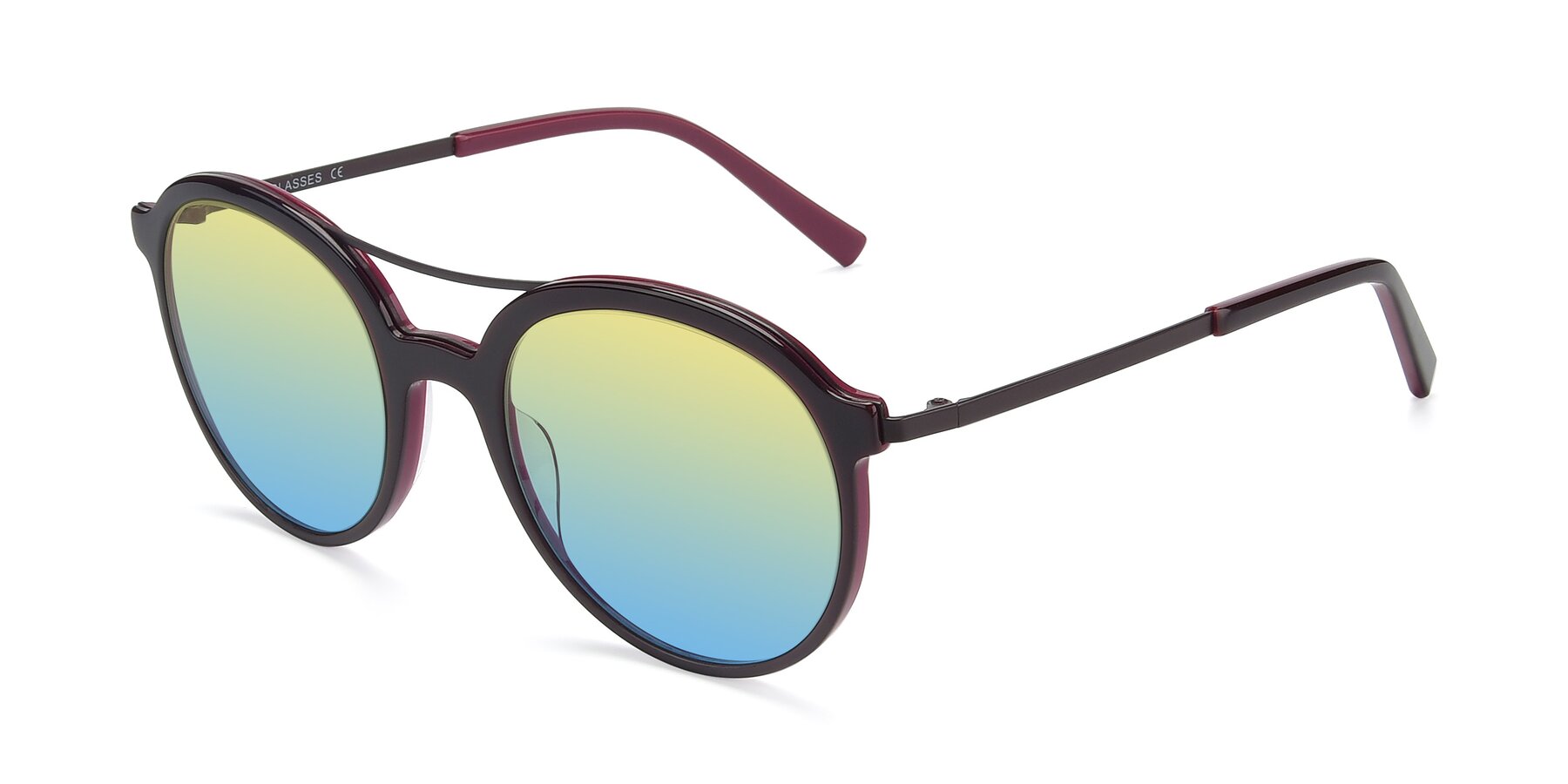 Angle of 17268 in Wine with Yellow / Blue Gradient Lenses