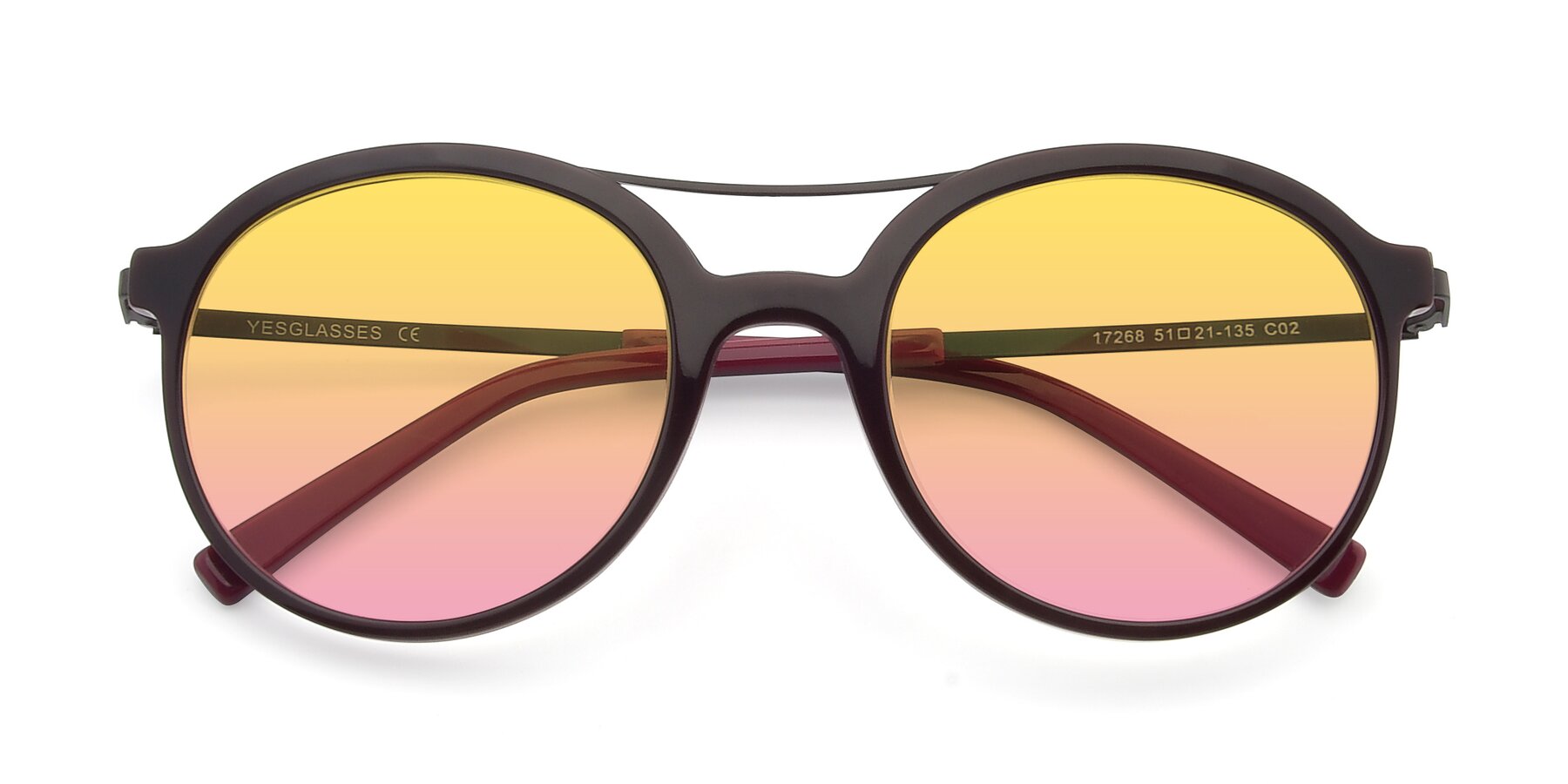 Folded Front of 17268 in Wine with Yellow / Pink Gradient Lenses