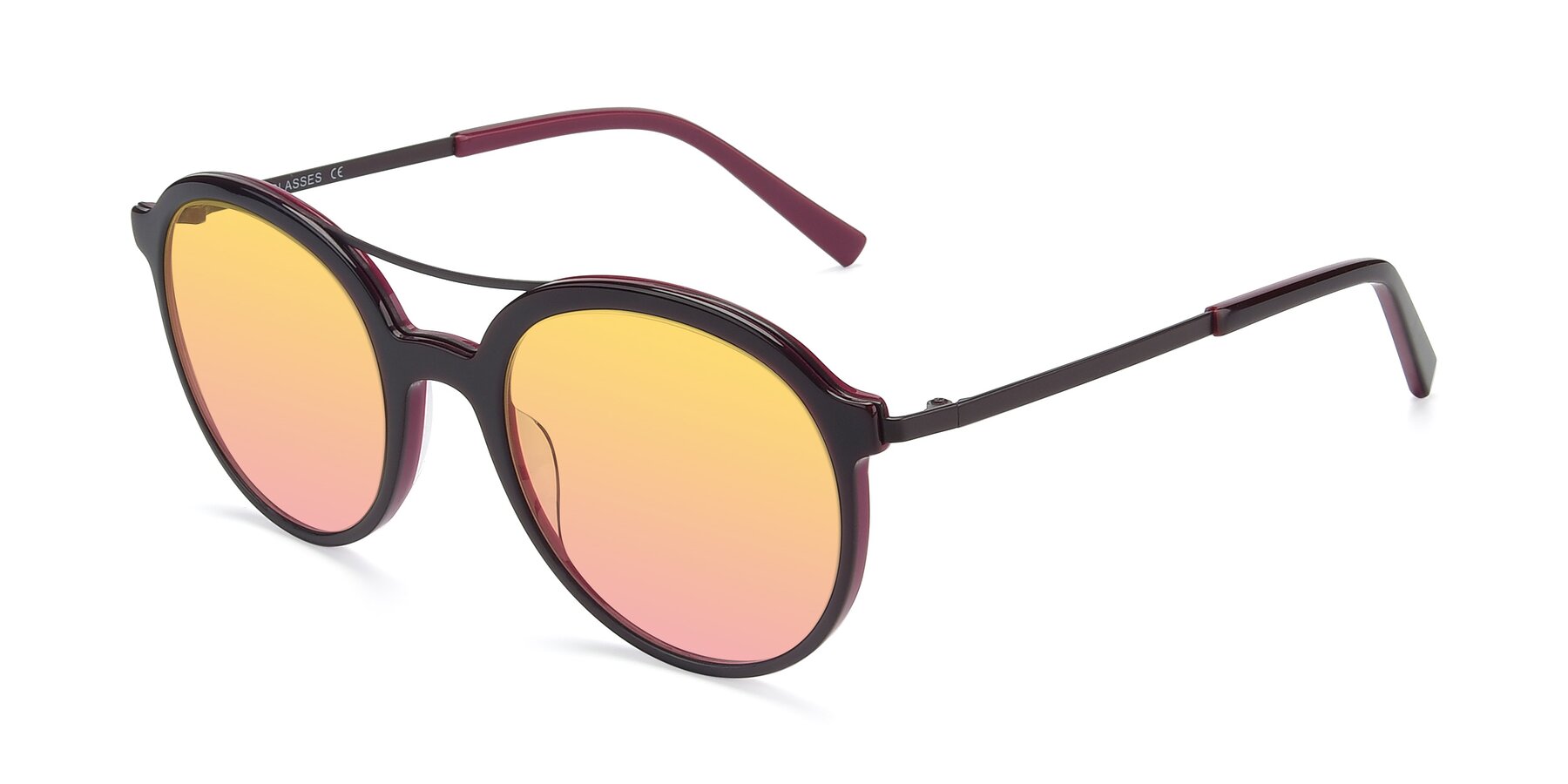 Angle of 17268 in Wine with Yellow / Pink Gradient Lenses