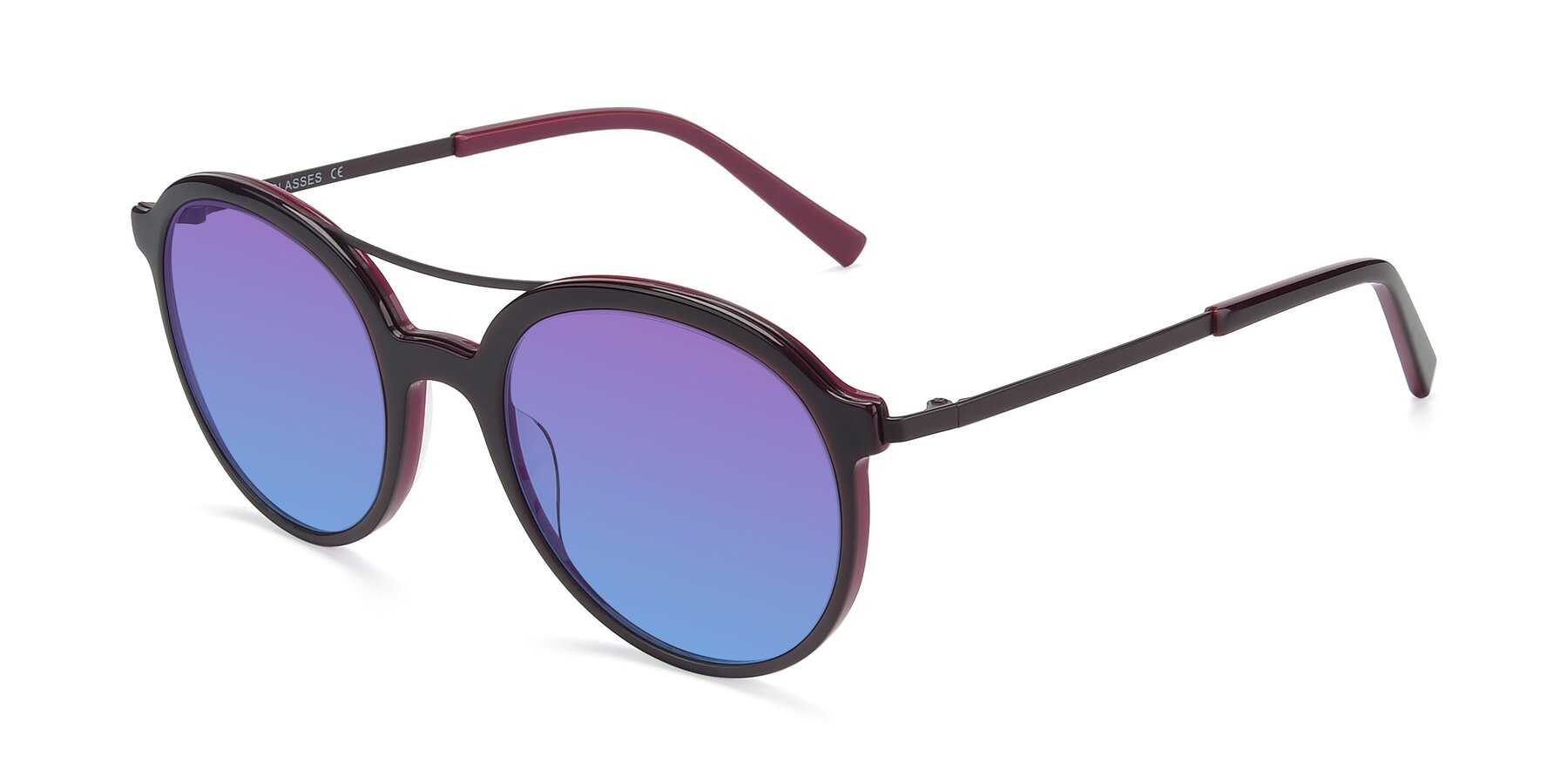 Angle of 17268 in Wine with Purple / Blue Gradient Lenses