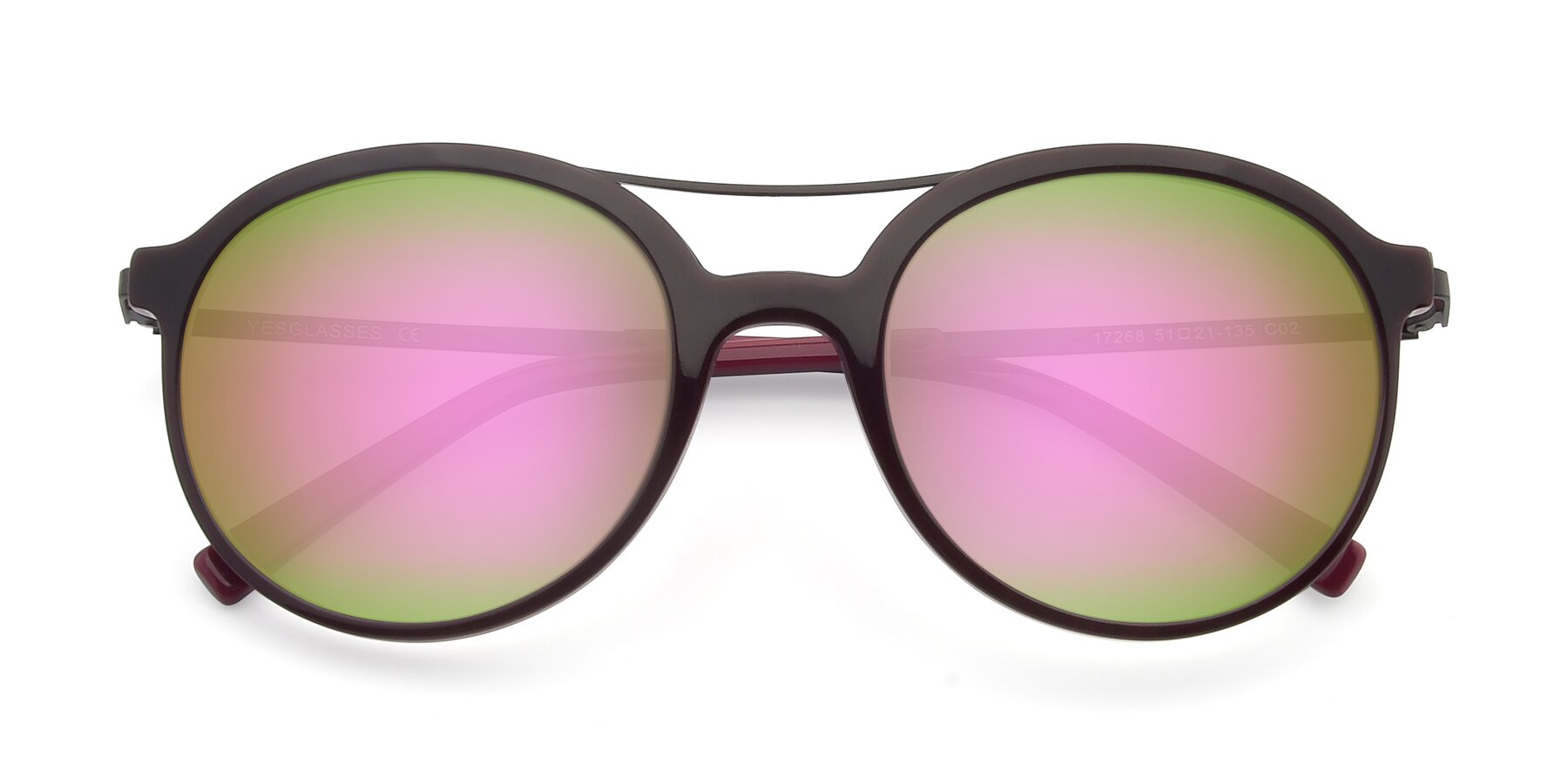 Folded Front of 17268 in Wine with Pink Mirrored Lenses