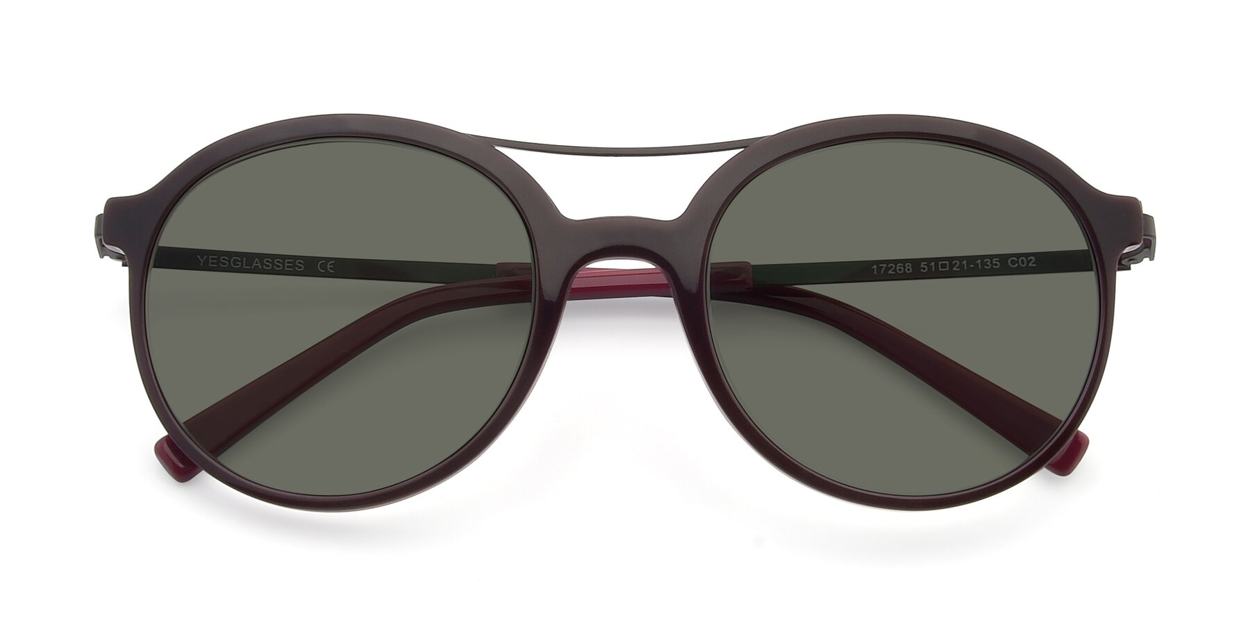 Folded Front of 17268 in Wine with Gray Polarized Lenses