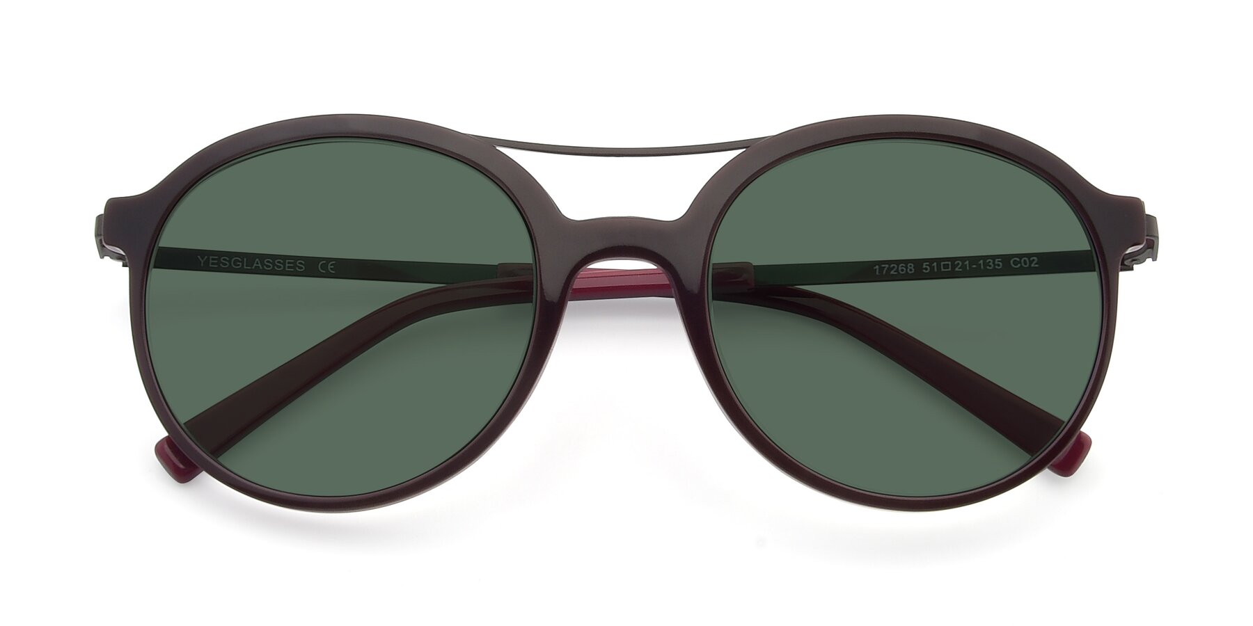 Folded Front of 17268 in Wine with Green Polarized Lenses
