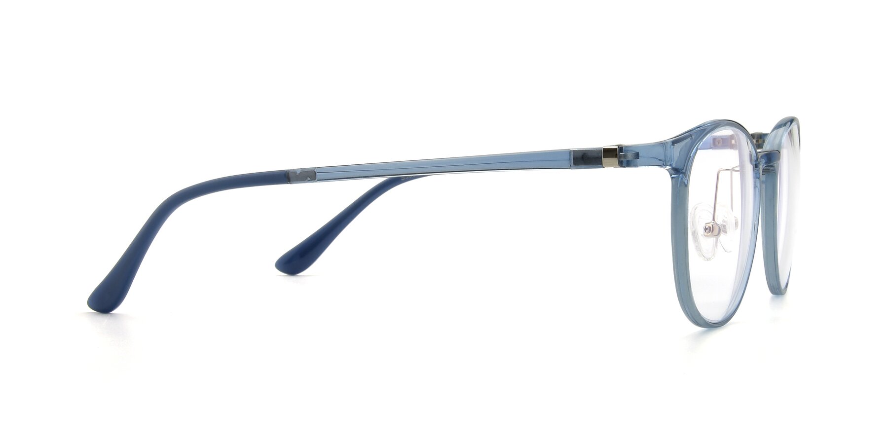 Side of S3008 in Transparent Blue with Clear Reading Eyeglass Lenses
