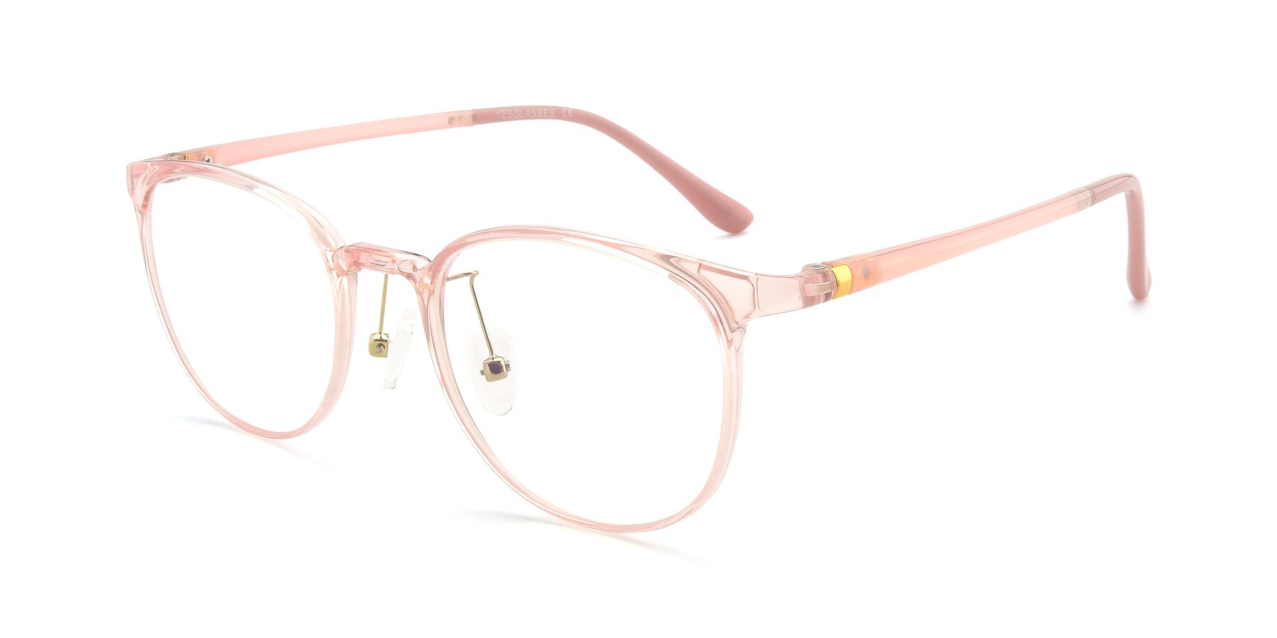 Angle of S3008 in Transparent Pink with Clear Reading Eyeglass Lenses